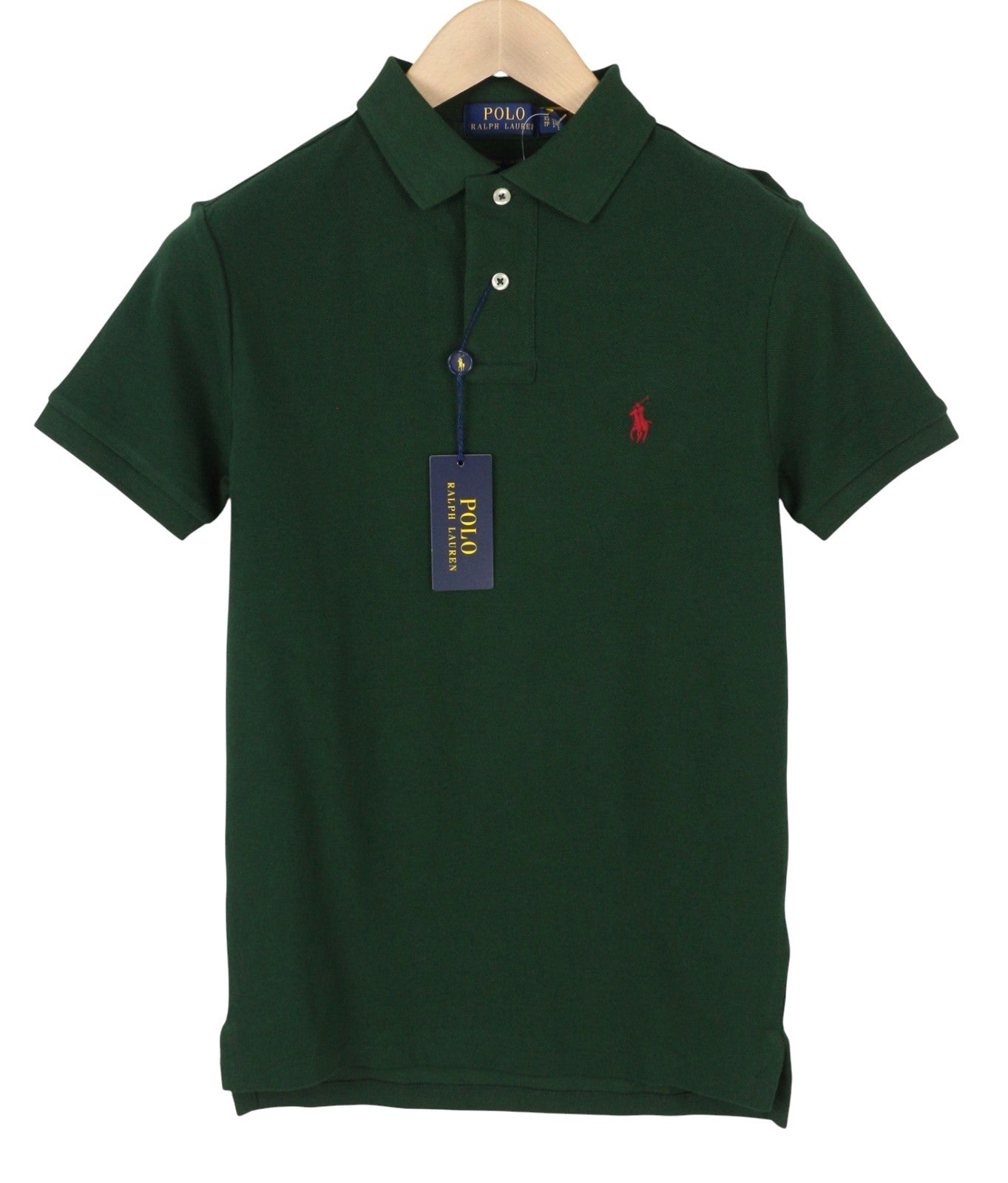 RALPH LAUREN Custom Slim Fit Men Polos XS Green Embroidered Logo Short Sleeved