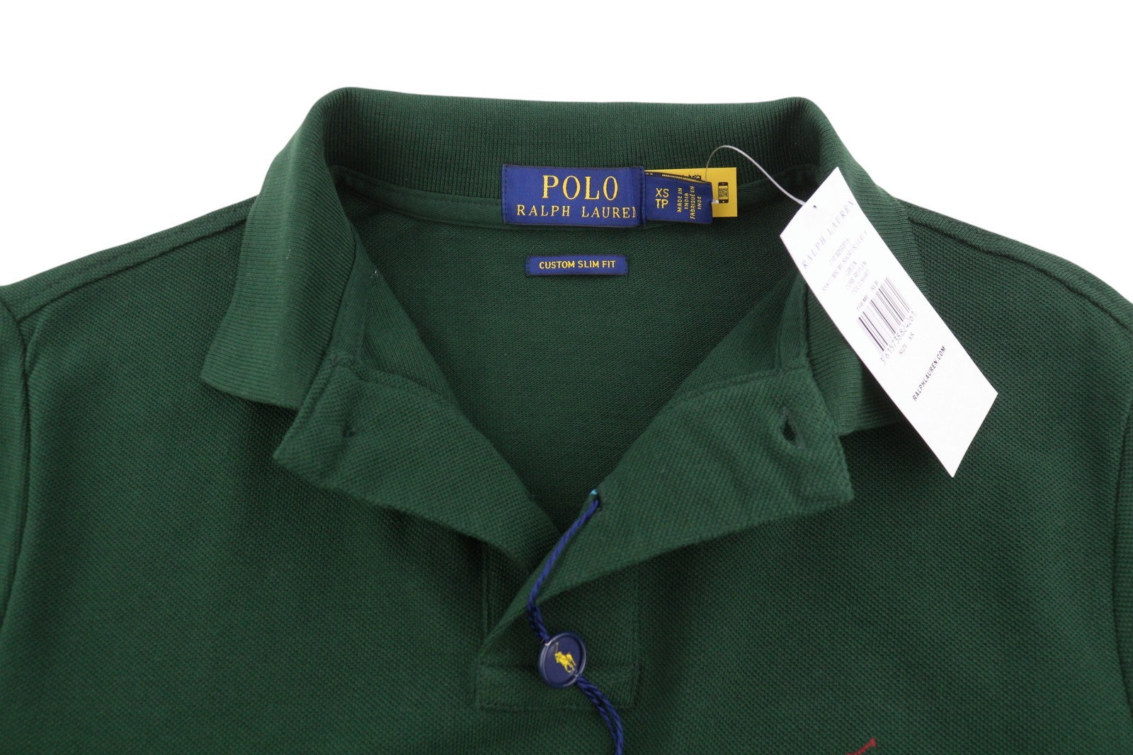 RALPH LAUREN Custom Slim Fit Men Polos XS Green Embroidered Logo Short Sleeved