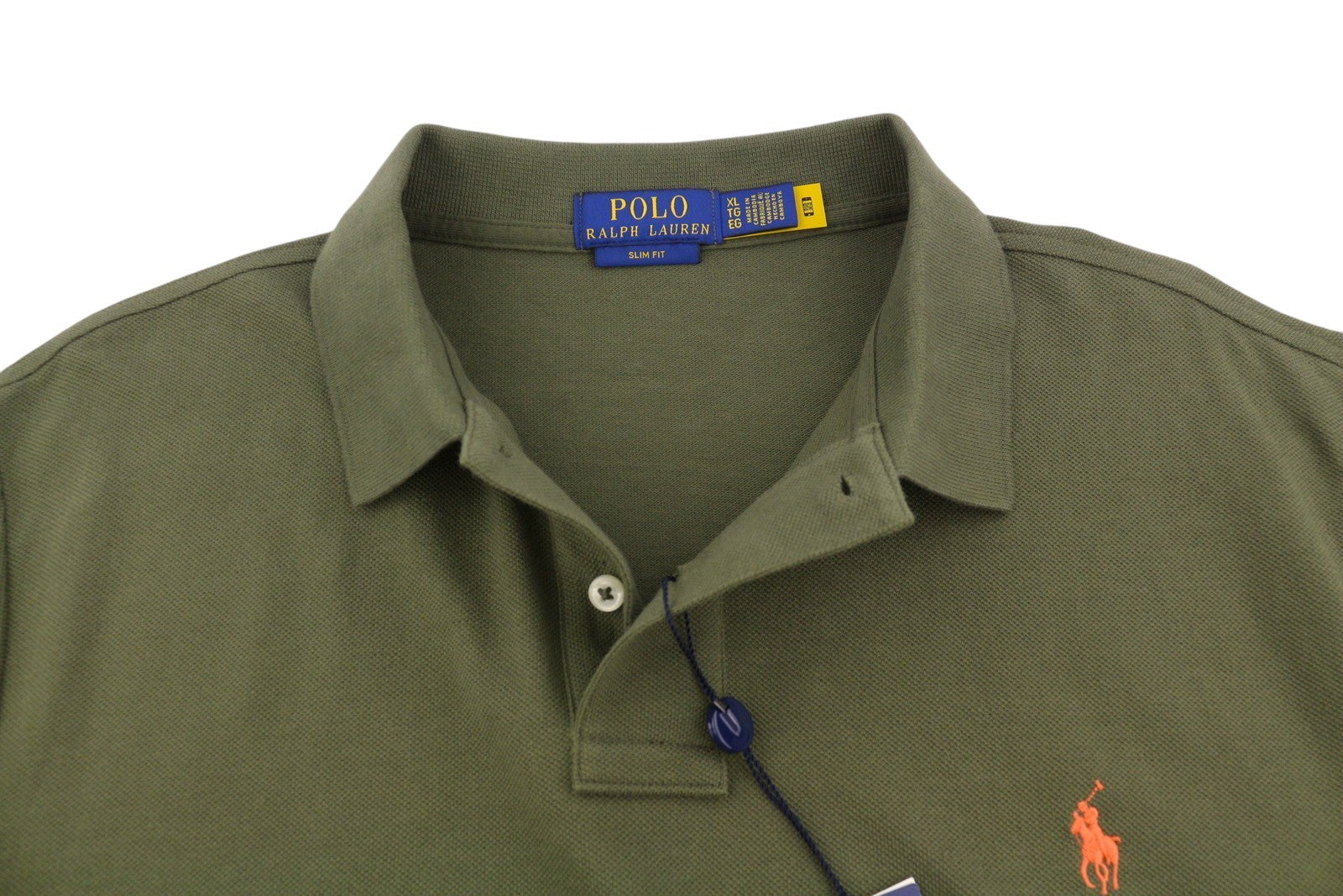 RALPH LAUREN Slim Fit Men Polos XL Dark Green Embroidered Logo Short Sleeve