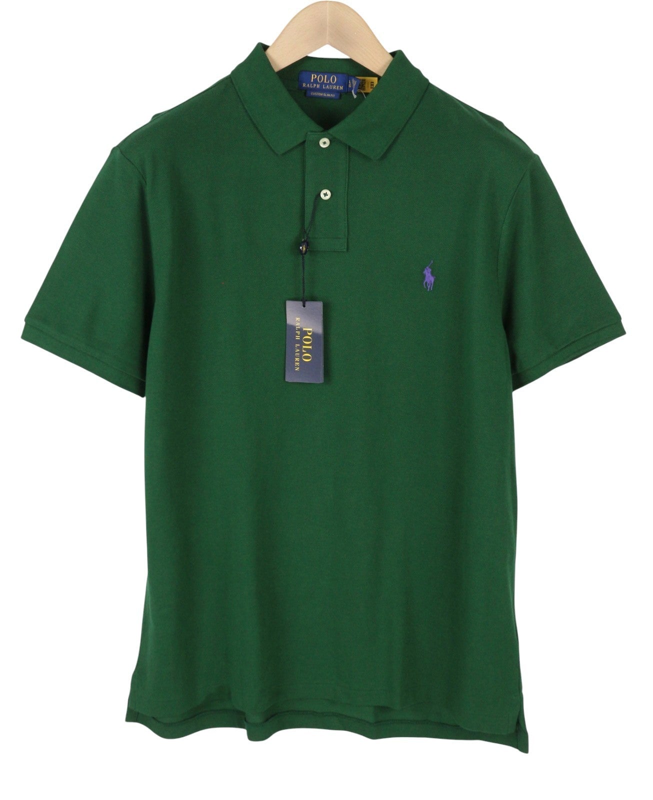 RALPH LAUREN Custom Slim Fit Men Polos M Green Embroidered Logo Short Sleeved