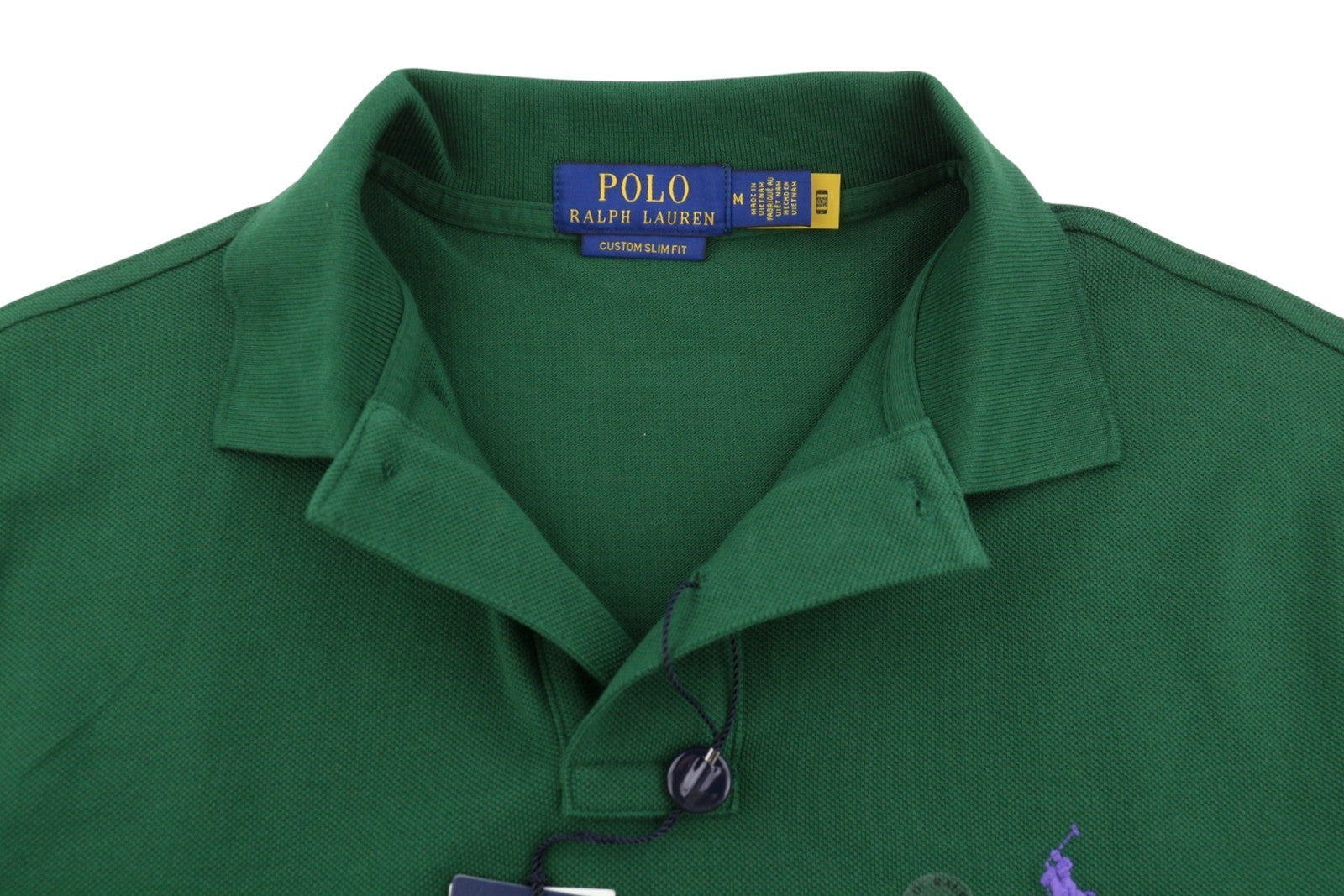 RALPH LAUREN Custom Slim Fit Men Polos M Green Embroidered Logo Short Sleeved