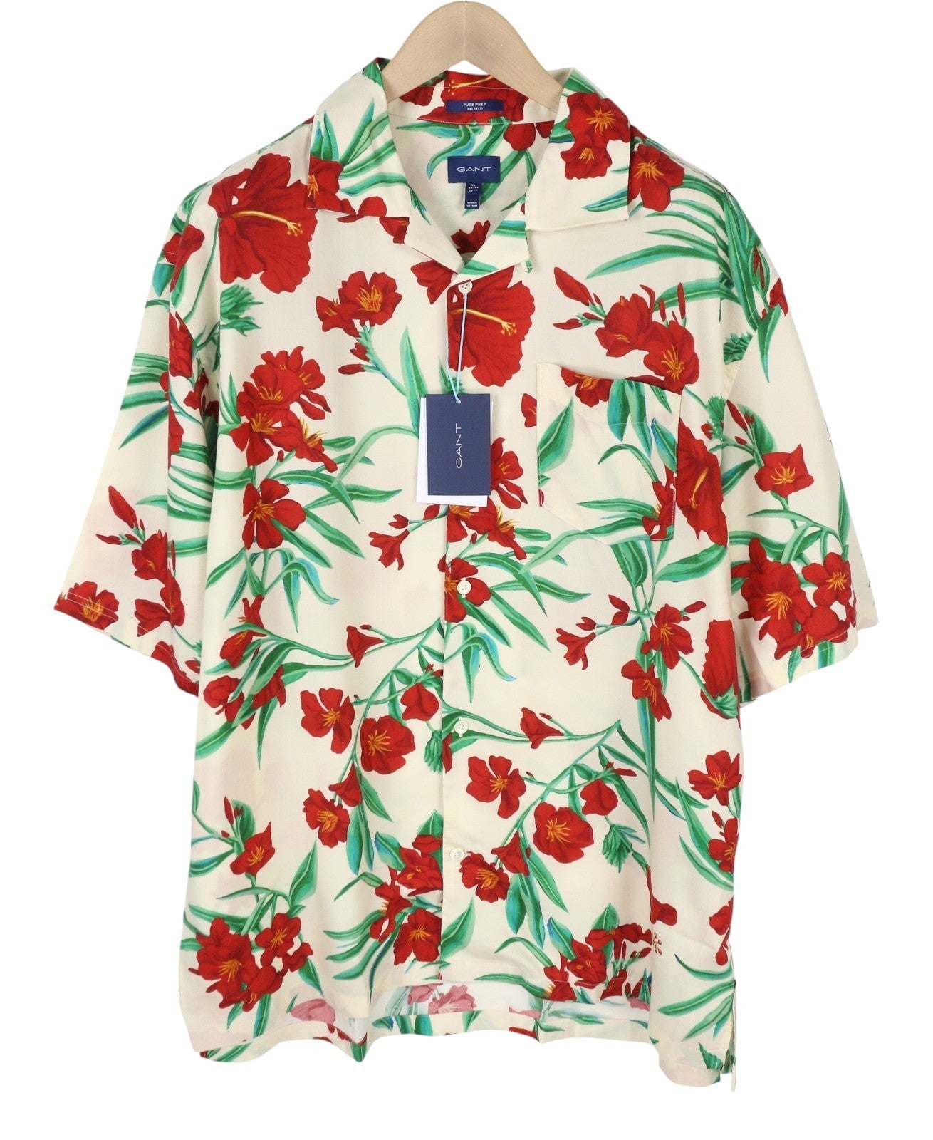 GANT Pure Prep Relaxed Men Shirt XL Short Sleeve Floral Print Button-Up RRP150
