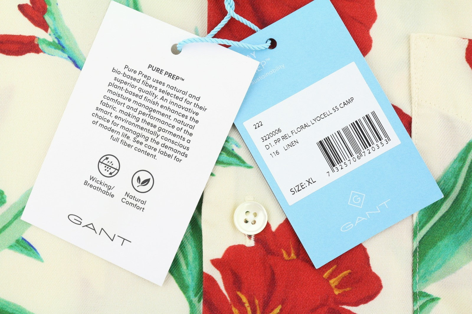 GANT Pure Prep Relaxed Men Shirt XL Short Sleeve Floral Print Button-Up RRP150