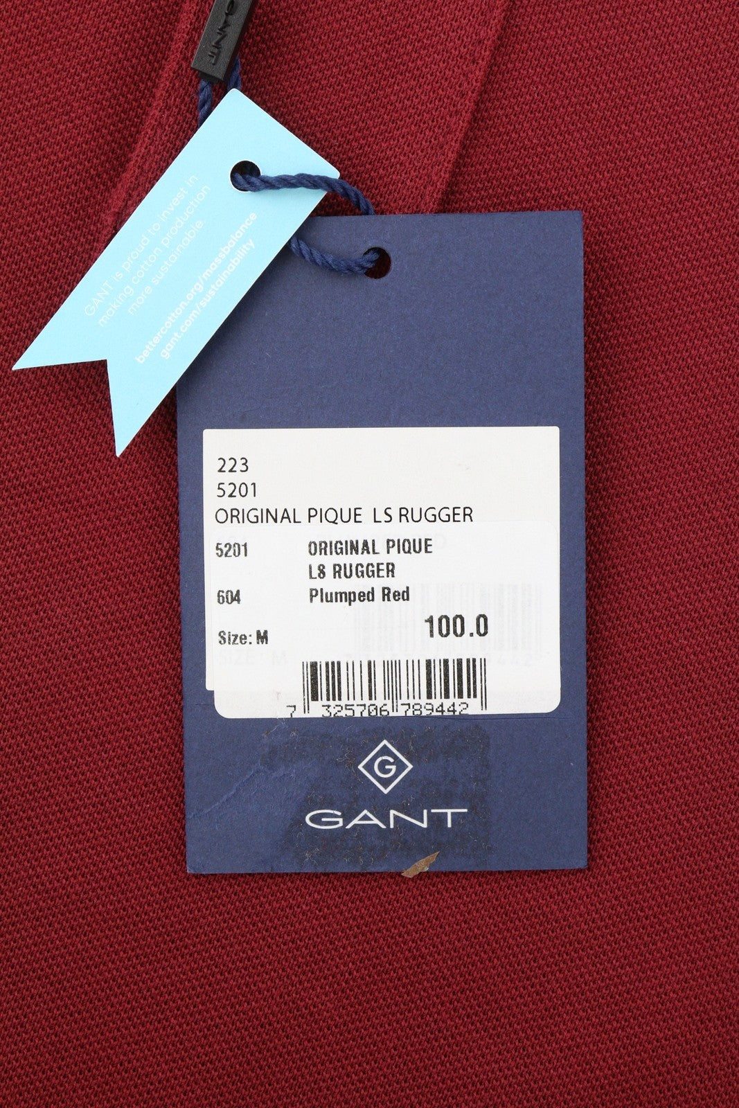 GANT Original Pique LS Rugger Men T-Shirt M Plumped Red Logo Polo Long Sleeve