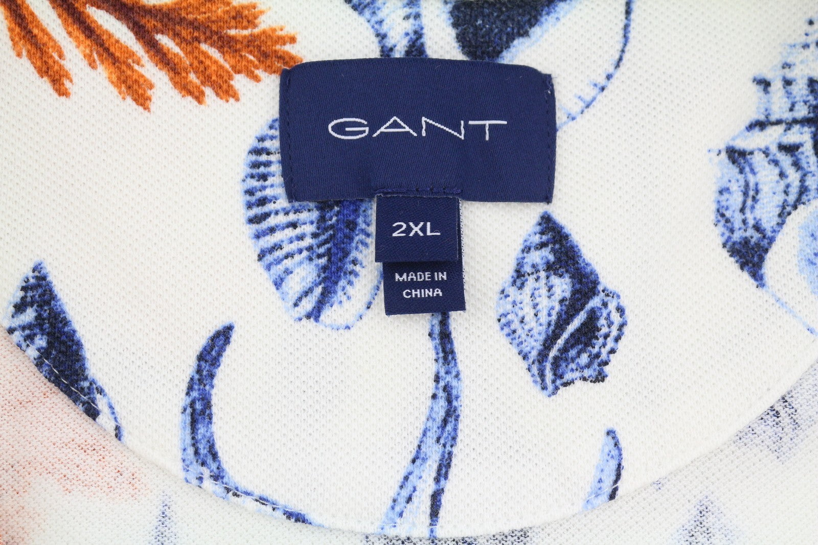 GANT Seaside SS Rugger Men Polos 2XL Eggshell Patterned Cotton Short Sleeve