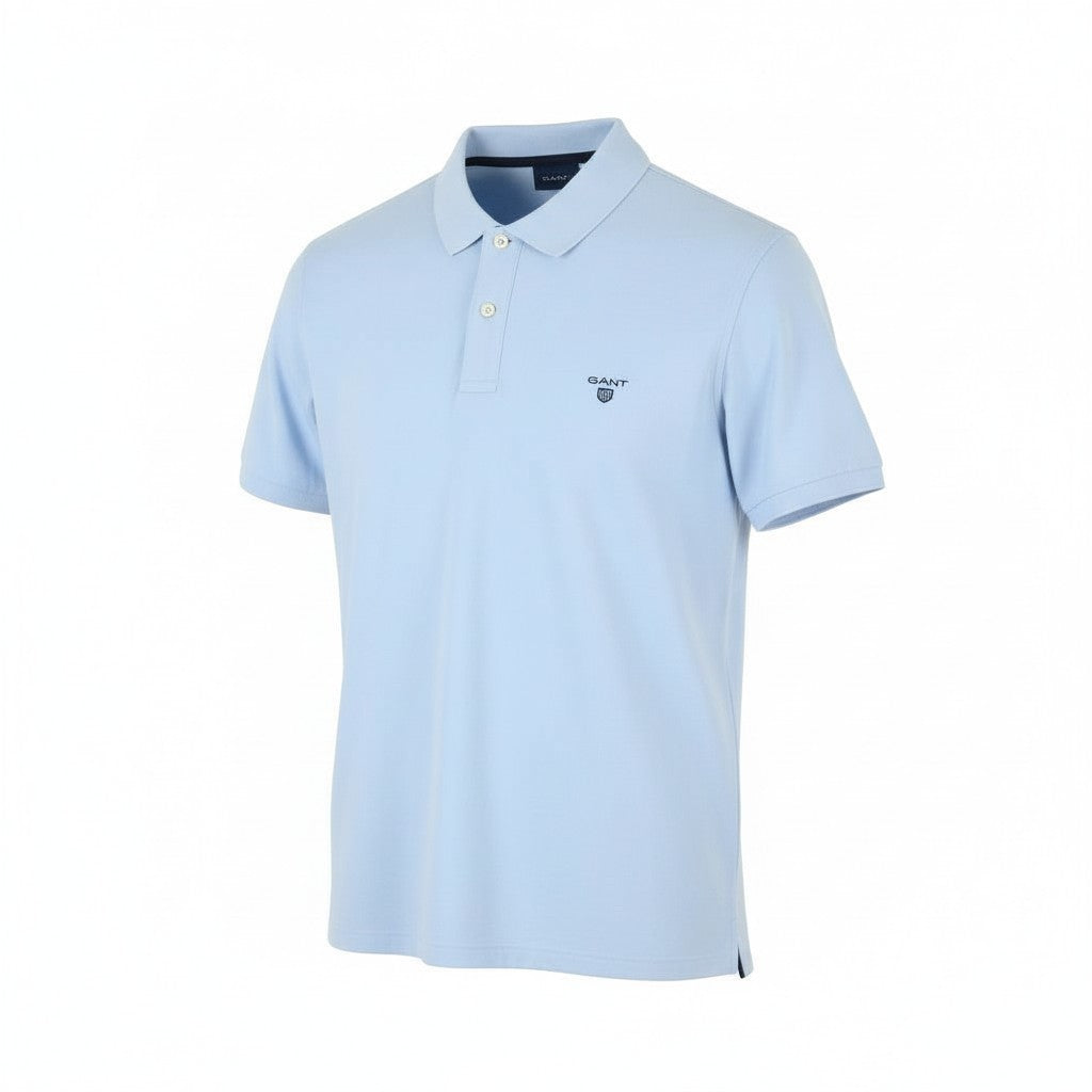 GANT Summer Pique SS Rugger Men T-Shirt 2XL Powder Blue Embroidered Logo