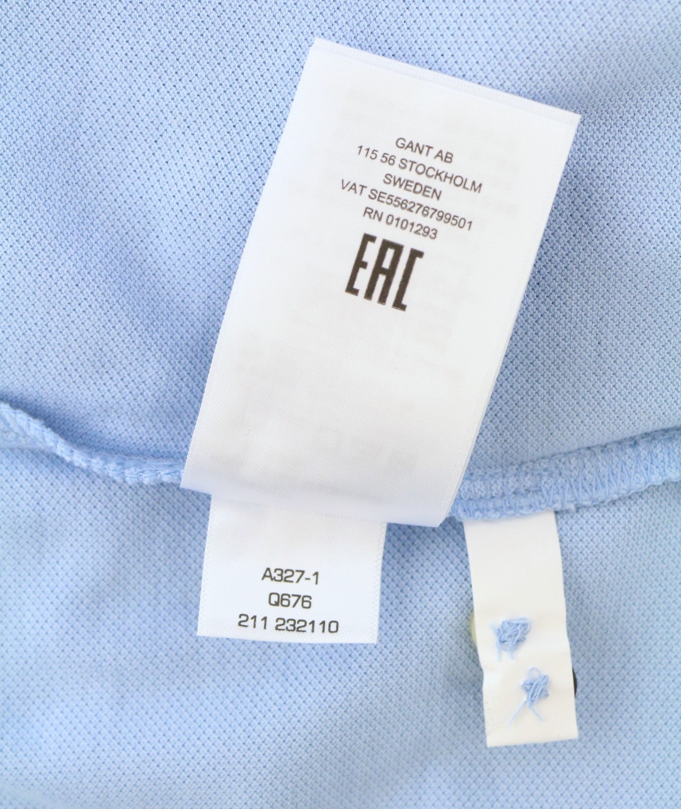 GANT Summer Pique SS Rugger Men T-Shirt 2XL Powder Blue Embroidered Logo