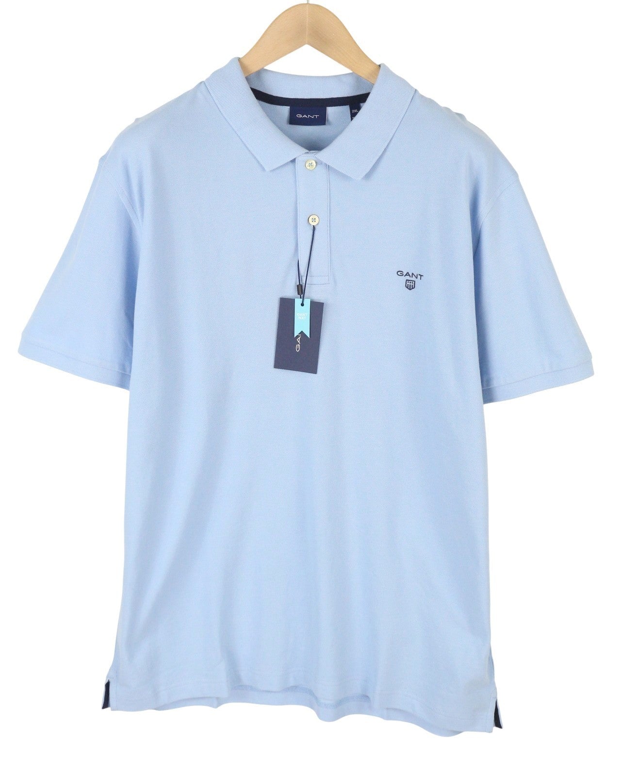 GANT Summer Pique SS Rugger Men T-Shirt 2XL Powder Blue Embroidered Logo