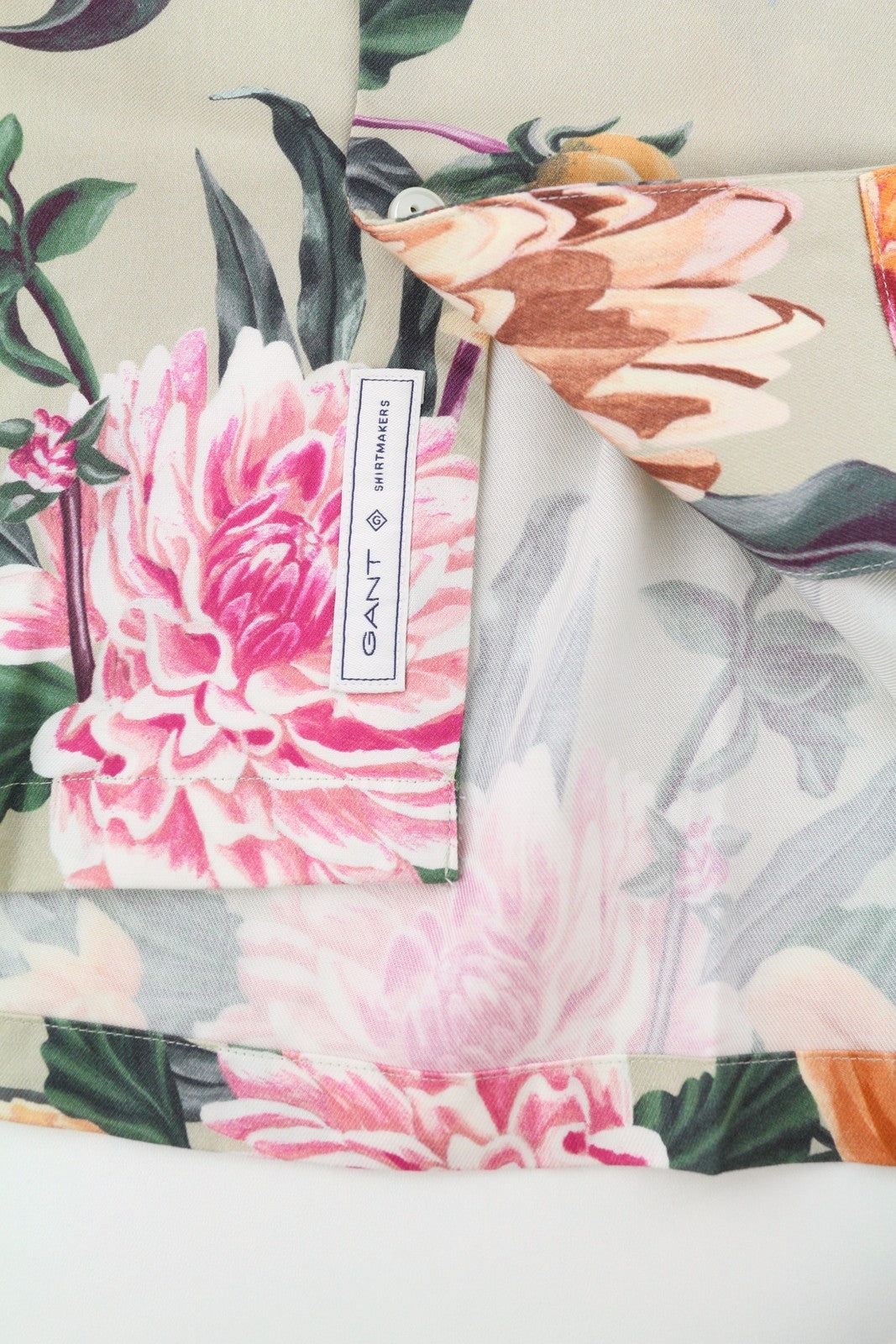 GANT Rel Dahlia Print Camp Collar Men Shirt L Plaza Taupe Relaxed Floral RRP180