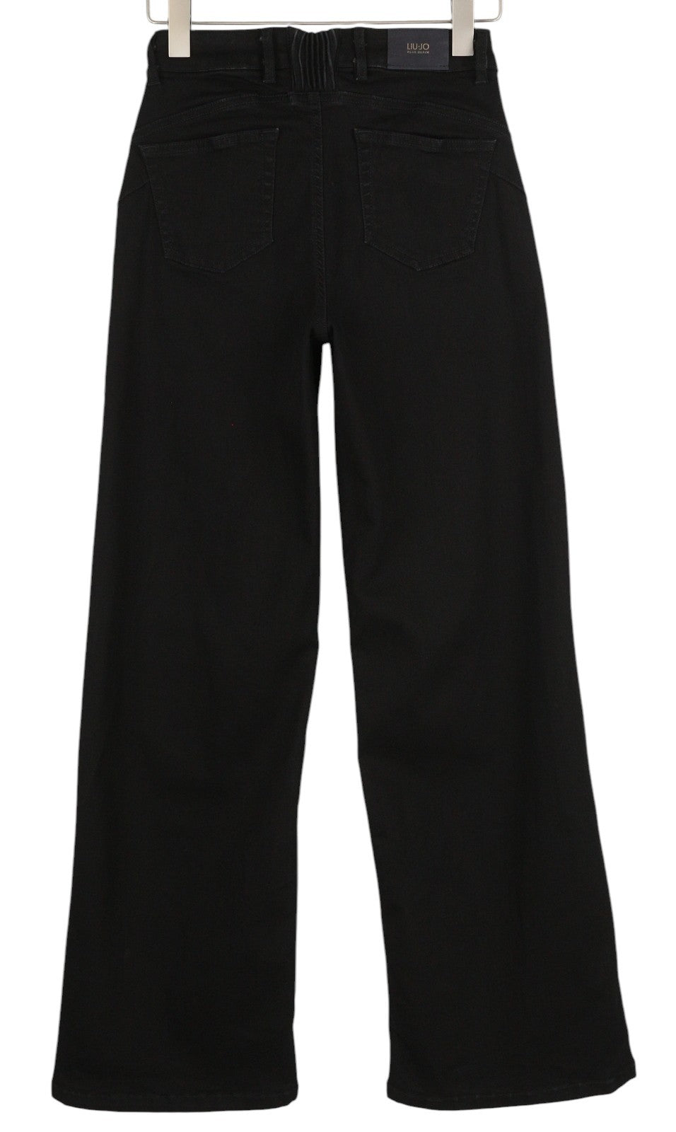 LIU JO Women Jeans W29 Black Denim High Waist Bootcut Zip Fly Logo Detailing