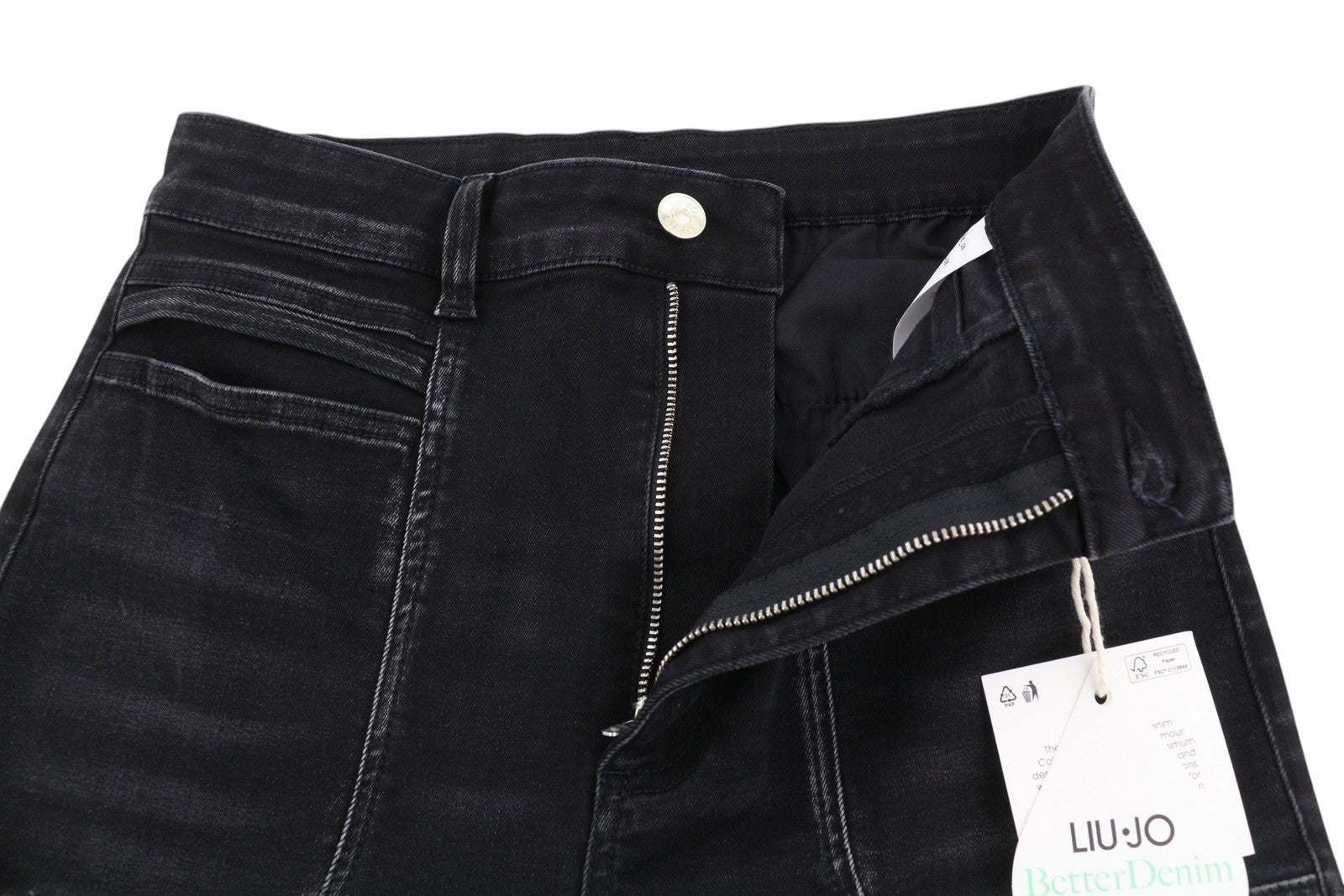 LIU JO Women Jeans W28 Black Fade Wash Bootcut Zip Fly High Waist Denim