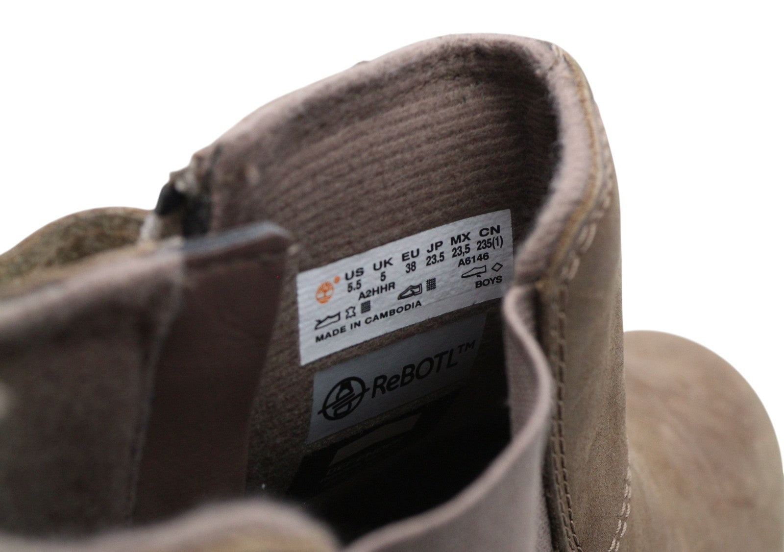 TIMBERLAND A2HHR Boy Boots EU37/38 Brown Leather Zip Almond Toe Design