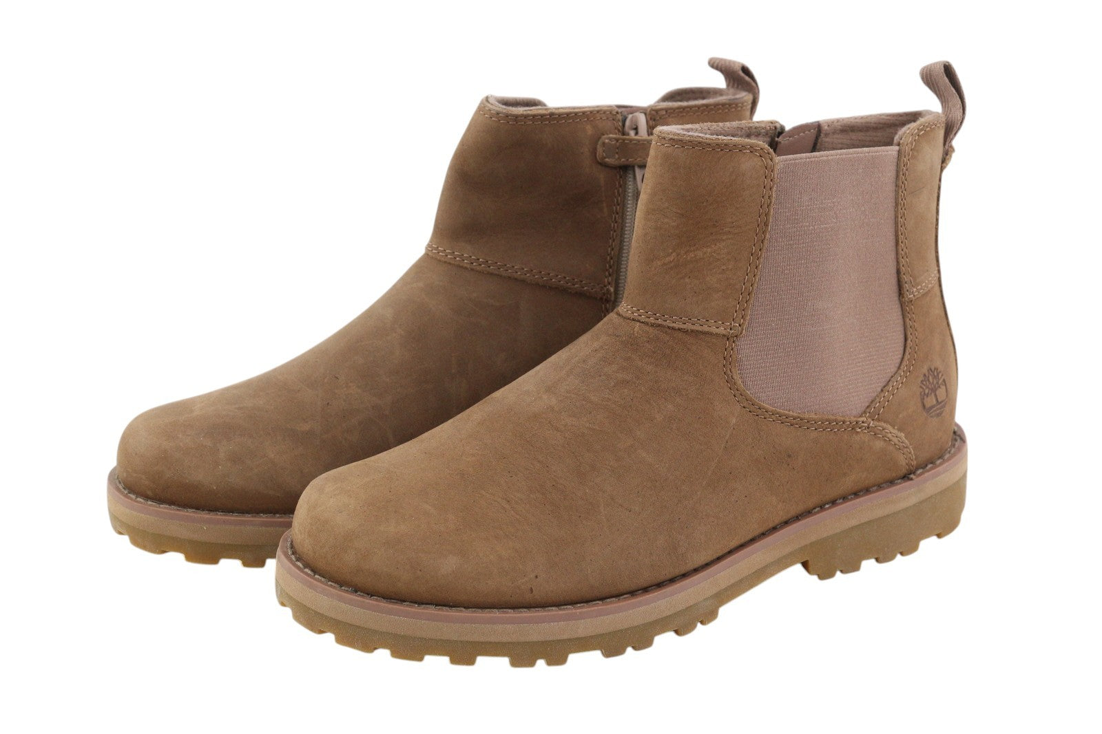 TIMBERLAND A2HHR Boy Boots EU37/38 Brown Leather Zip Almond Toe Design