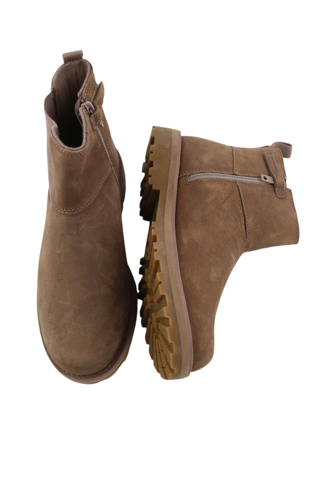 TIMBERLAND A2HHR Boy Boots EU37/38 Brown Leather Zip Almond Toe Design