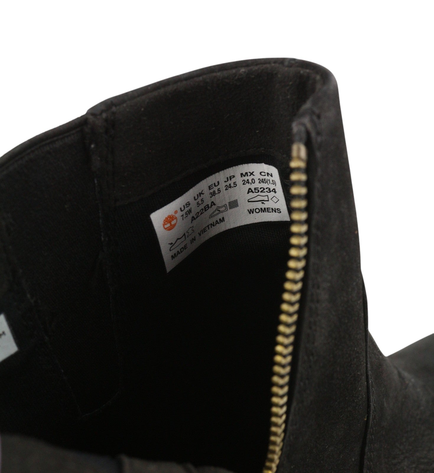 TIMBERLAND A22BA Women Boots EU37.5/38.5 Black Leather Zip Heeled Design