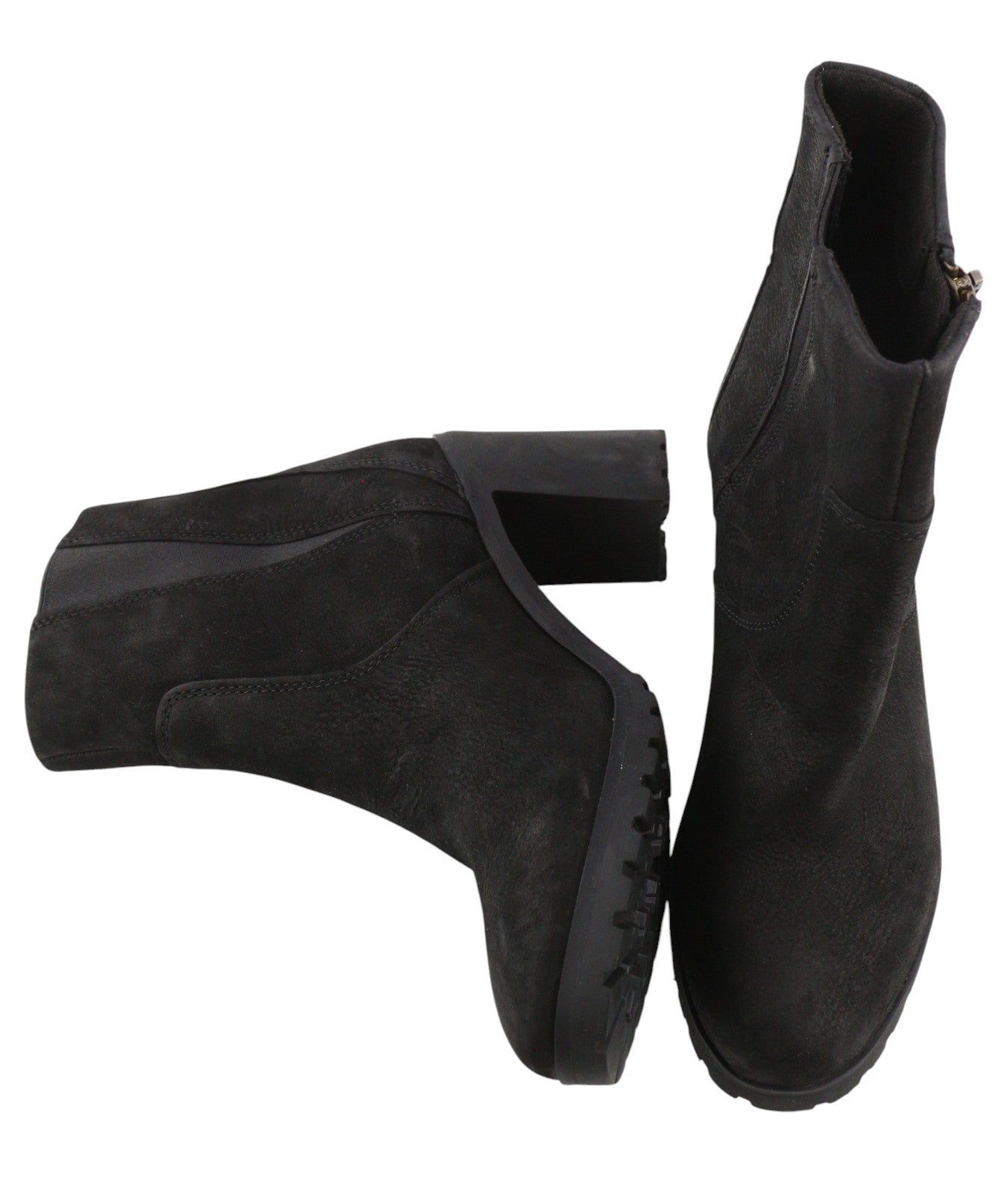 TIMBERLAND A22BA Women Boots EU37.5/38.5 Black Leather Zip Heeled Design