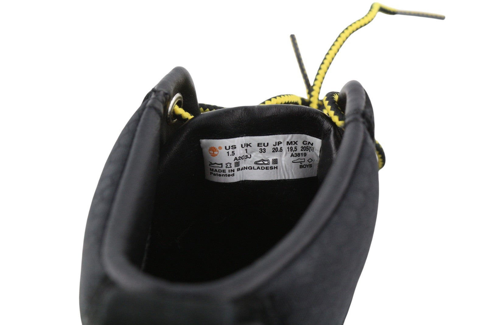 TIMBERLAND A2C3J Boy Boots EU32/33 Black Leather Lace Up ReBOTL Pattern