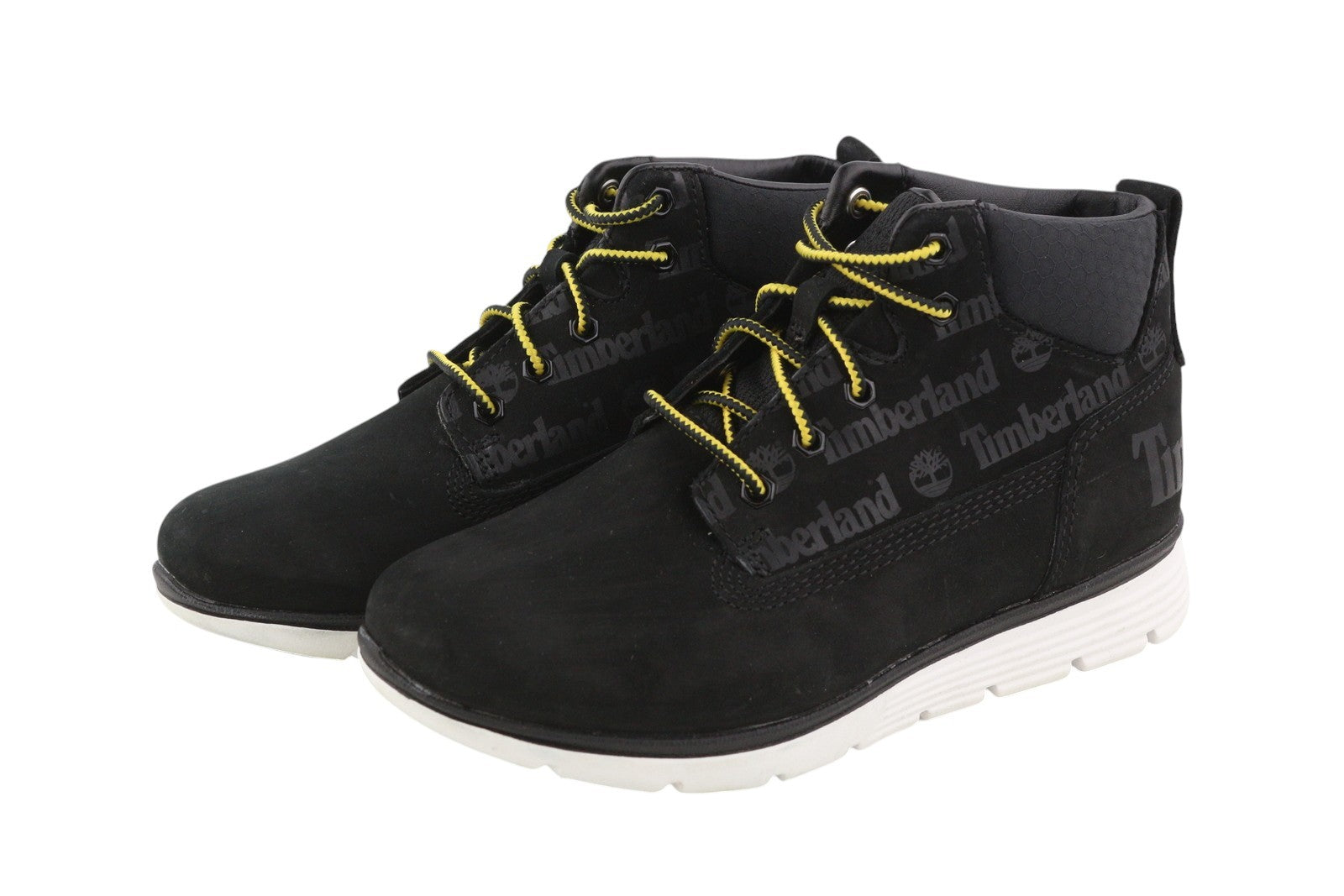 TIMBERLAND A2C3J Boy Boots EU32/33 Black Leather Lace Up ReBOTL Pattern