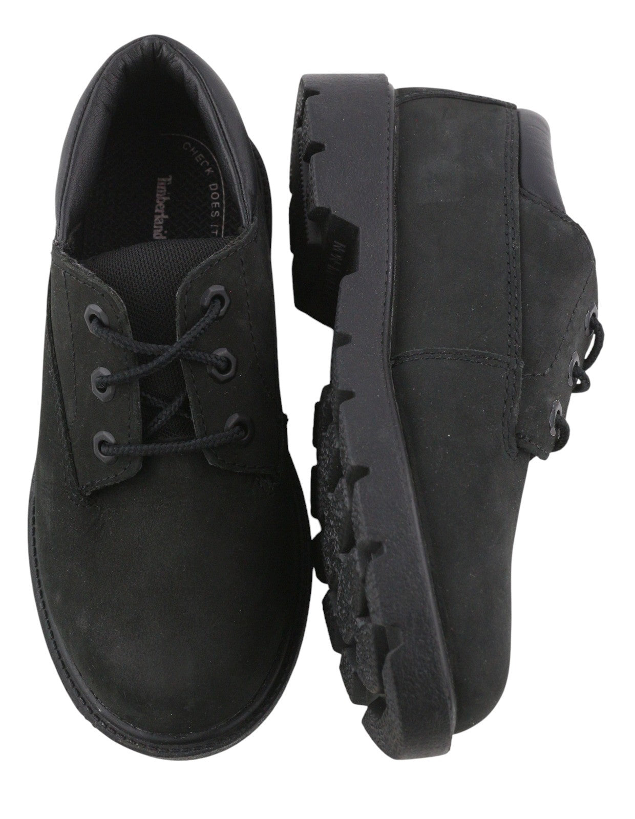 TIMBERLAND A1KN9 Boy Shoes EU31/32 Black Leather Ortholite Low Top Laced