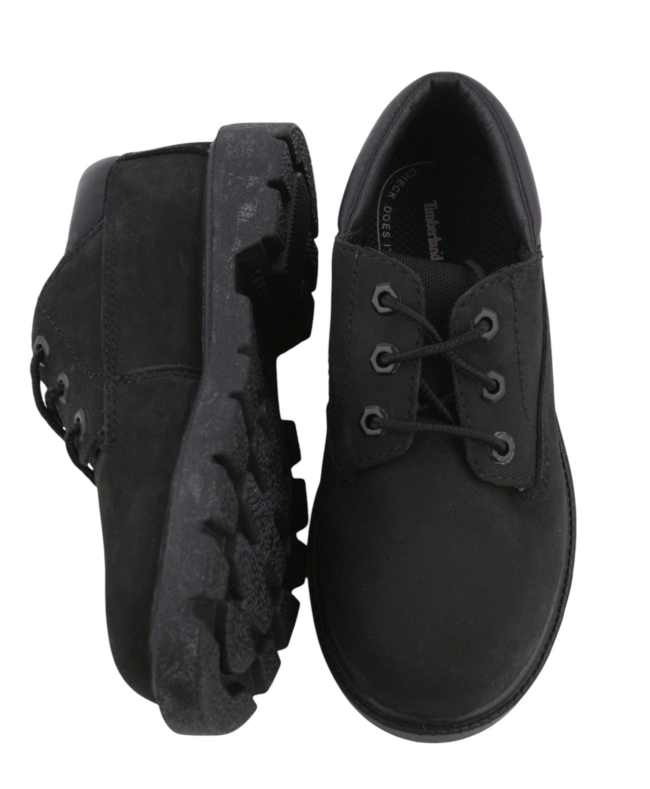 TIMBERLAND A1KN9 Boy Shoes EU31/32 Black Leather Ortholite Low Top Laced