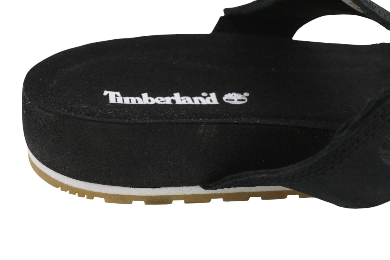 TIMBERLAND A2AT9 Women Sandals EU39/39.5 Black Leather Strap Flat Logo