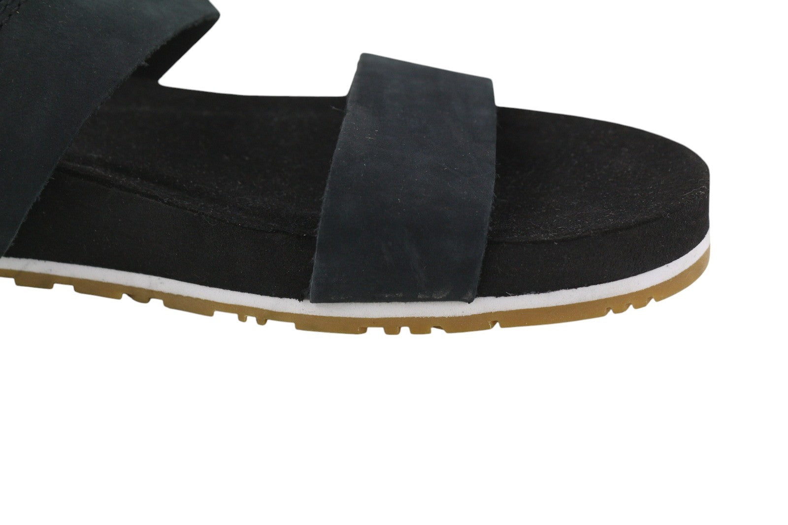 TIMBERLAND A2AT9 Women Sandals EU39/39.5 Black Leather Strap Flat Logo