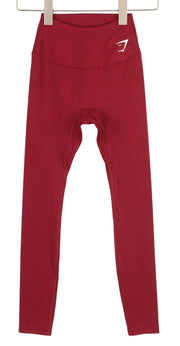 GYMSHARK B1A1T Women Leggings XS Red Stretch High Waist Sport Casual Logo