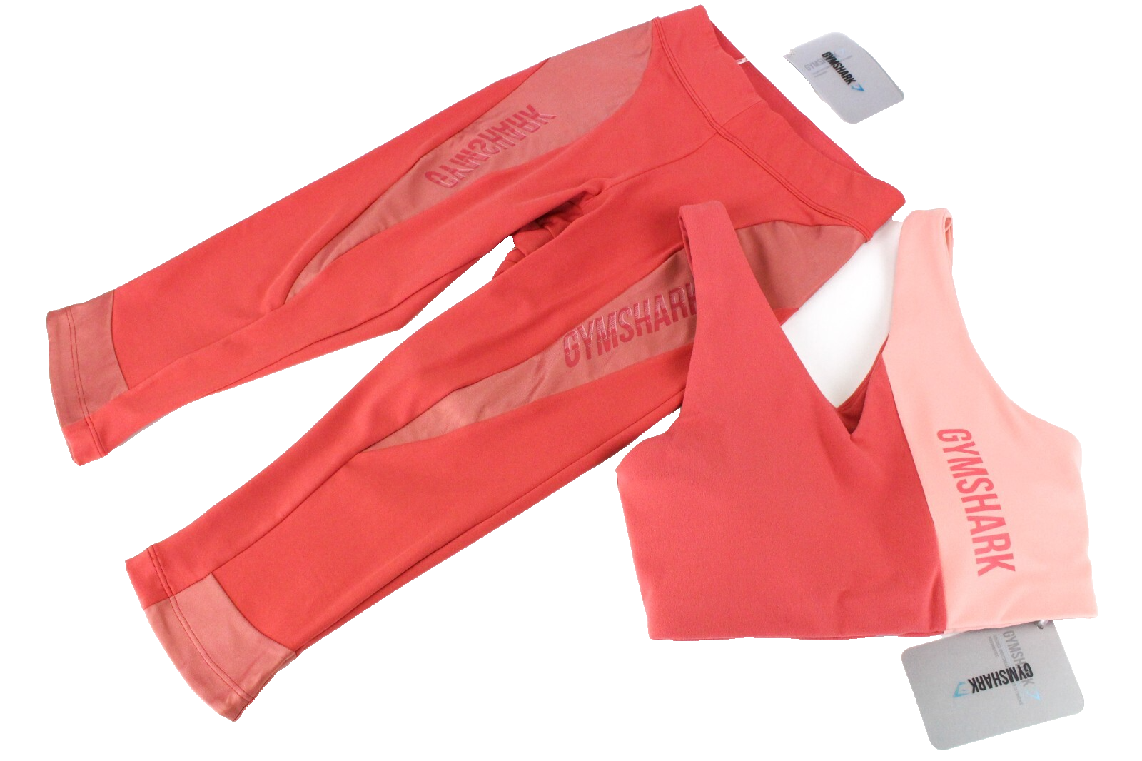 GYMSHARK Women`S Set XS Pink Sports Bra & Cropped Leggings Stretch 2 Pc  Gim