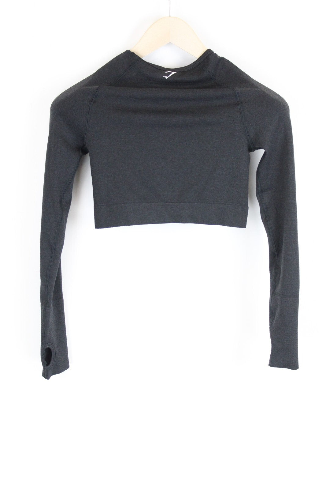 GYM SHARK Women Vital T-Shirt S Grey Long Sleeve Cropped Sportswear Stretch