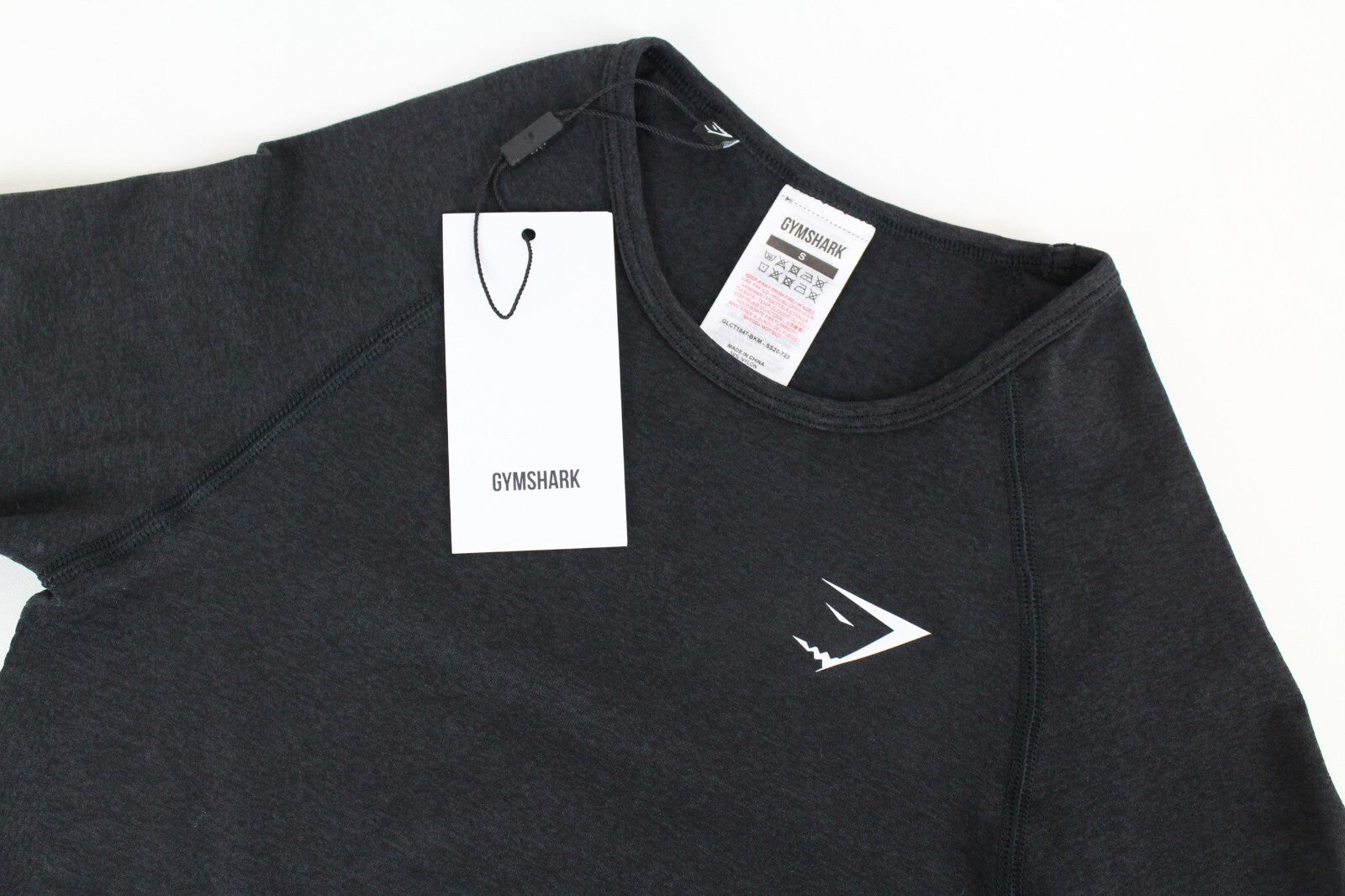 GYM SHARK Women Vital T-Shirt S Grey Long Sleeve Cropped Sportswear Stretch