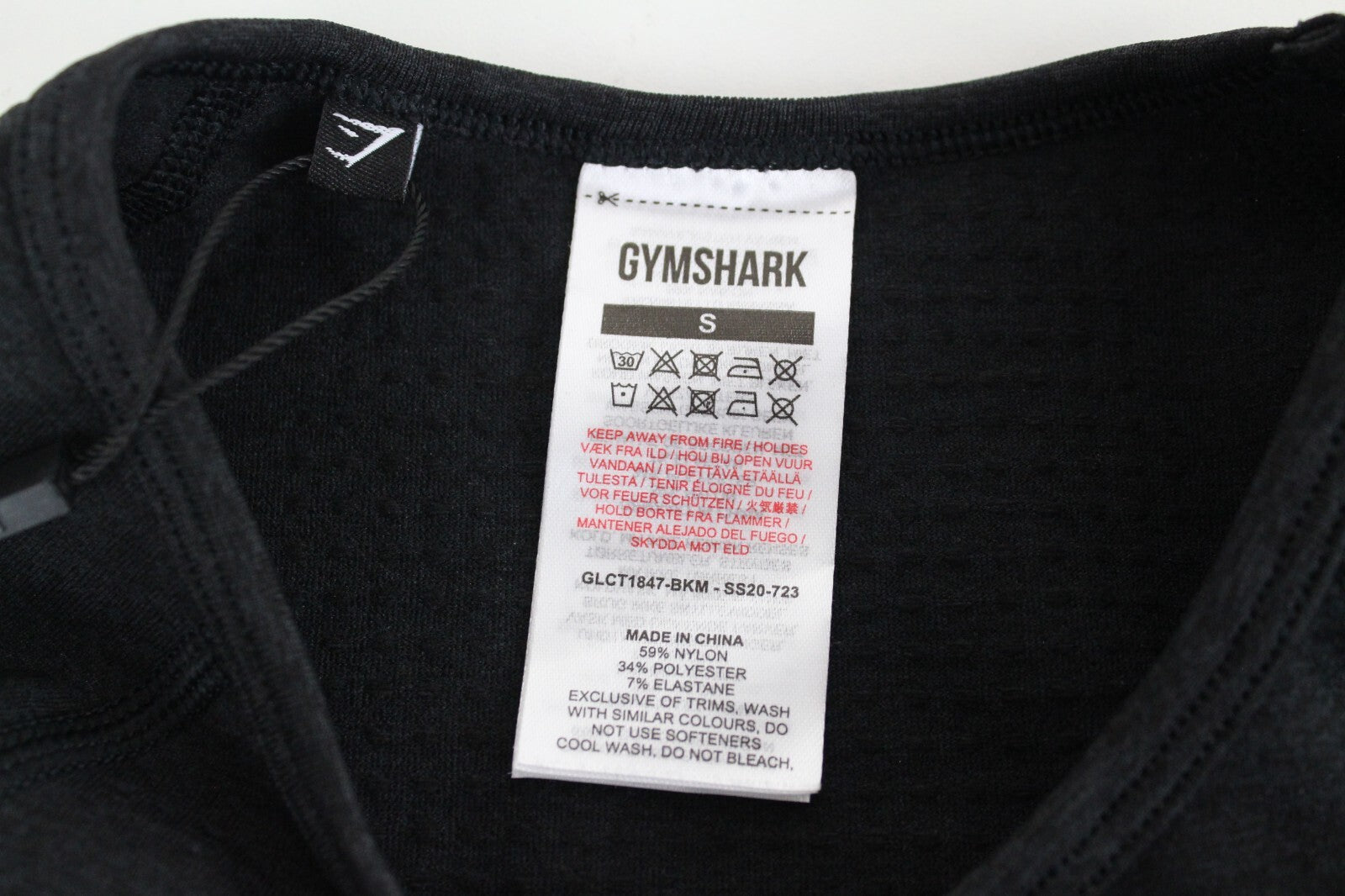 GYM SHARK Women Vital T-Shirt S Grey Long Sleeve Cropped Sportswear Stretch