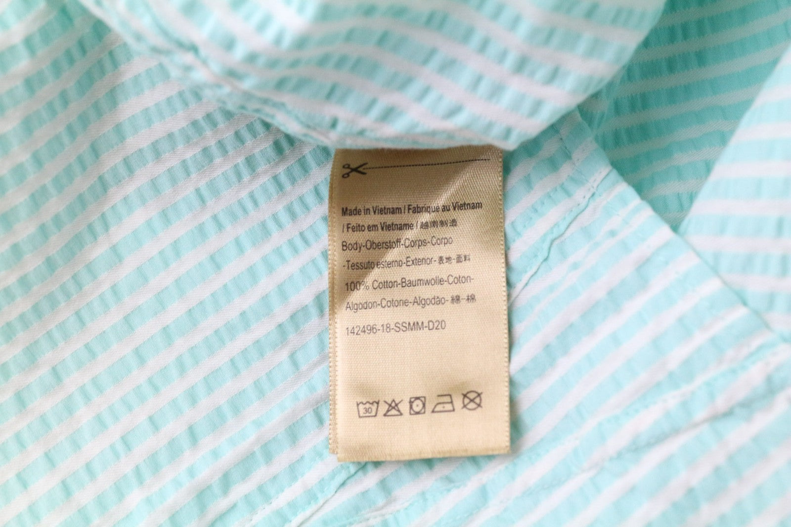 SCOTCH & SODA Ams Couture Men's Shirt L Aqua Blue Striped Long Sleeve  Cotton