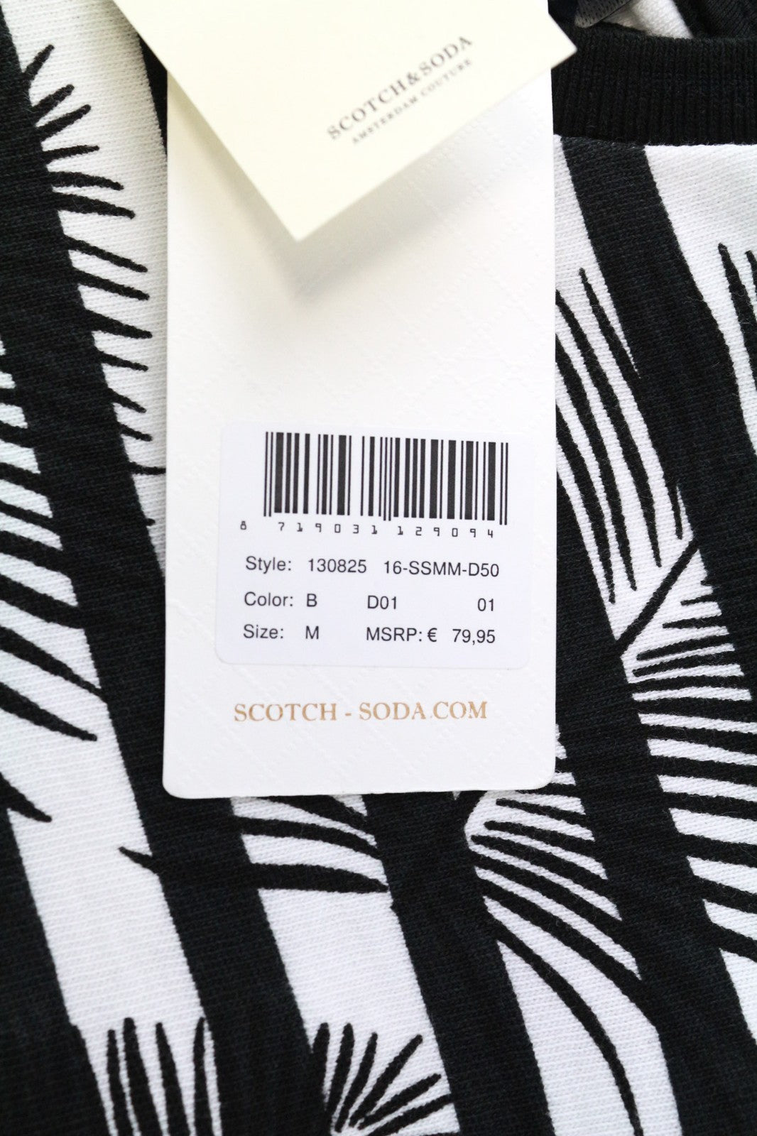 SCOTCH & SODA Ams Couture Men's T-Shirt M Black Pure Cotton Patterned Anti Fit