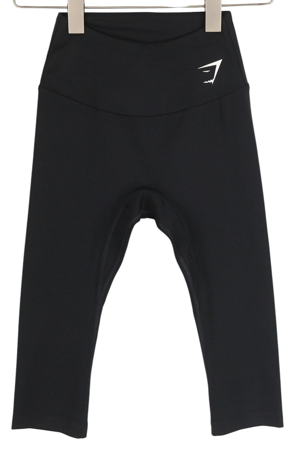 GYMSHARK B1A1U Women Leggings XS Black Cropped Training Stretch Sports Logo