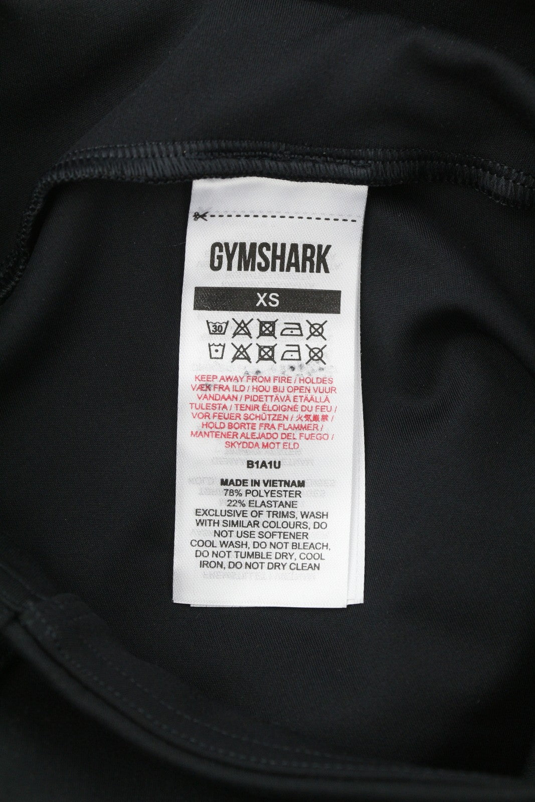 GYMSHARK B1A1U Women Leggings XS Black Cropped Training Stretch Sports Logo