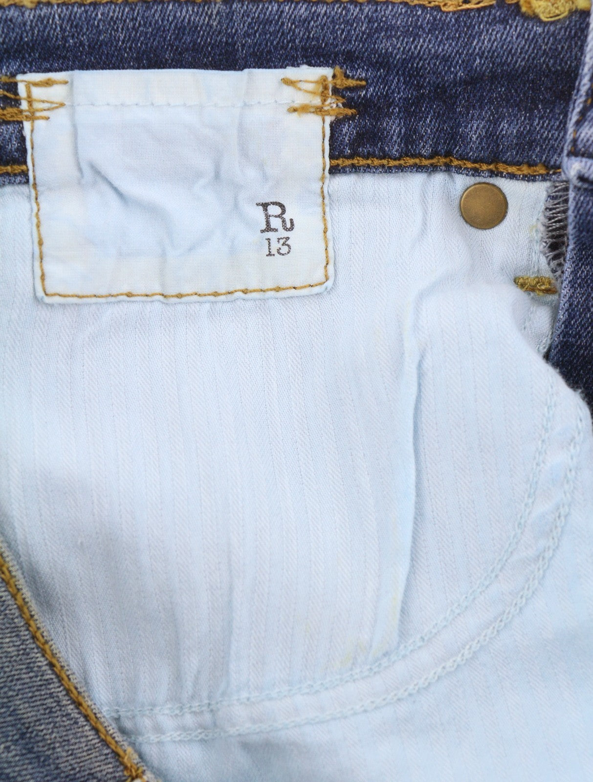 R13 The Drop Women Jeans 24 Crosby Faded Dirty Look Cropped Crop Crotch RRP440