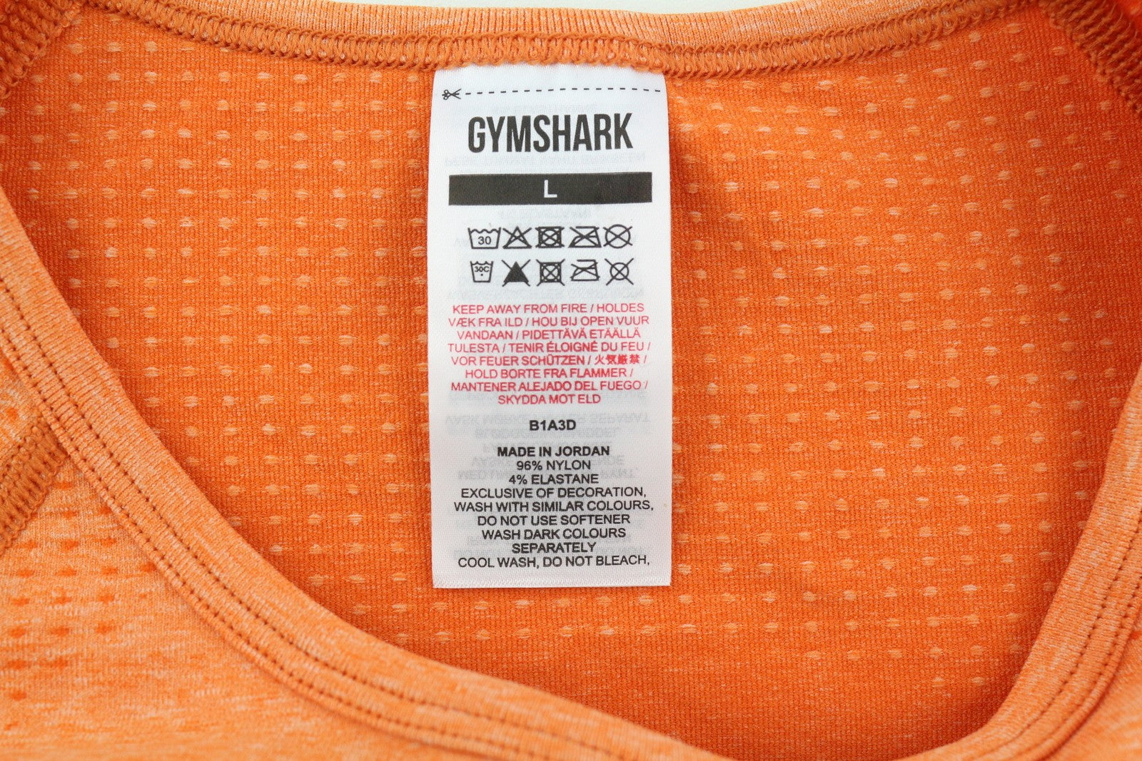 GYMSHARK Vital Women T-Shirt L Orange Cropped Seamless Long Sleeve Thumbholes