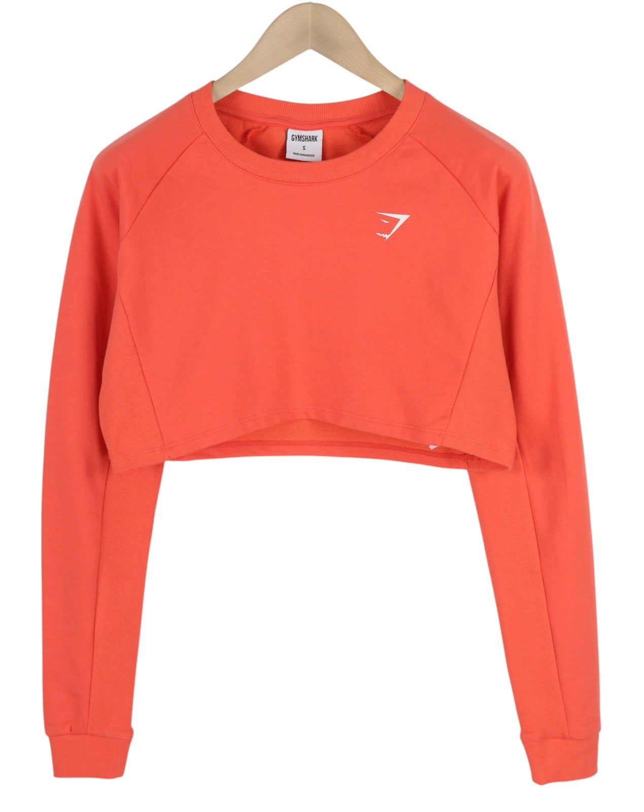 GYMSHARK GLPO4713 Women Sweatshirt S Cropped Training Crew Neck Long Sleeve