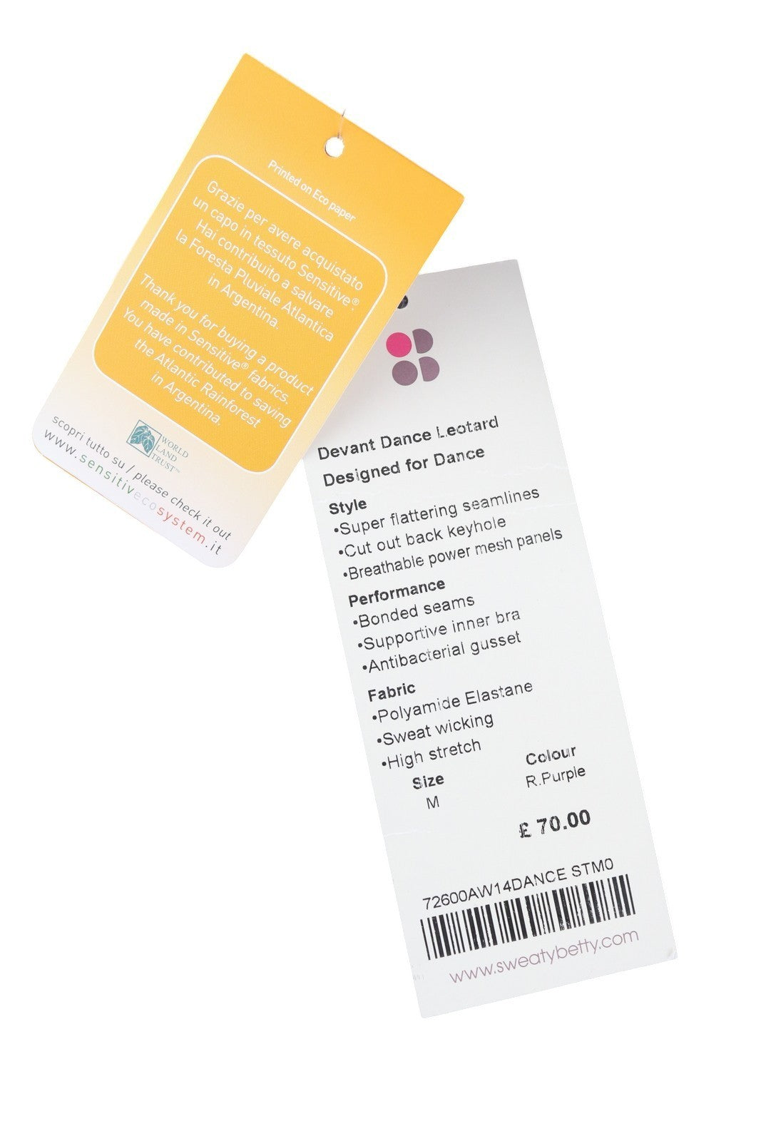 SWEATY BETTY Devant Dance Leotard Women Jumpsuit M Purple Stretch Cut-Out Fit