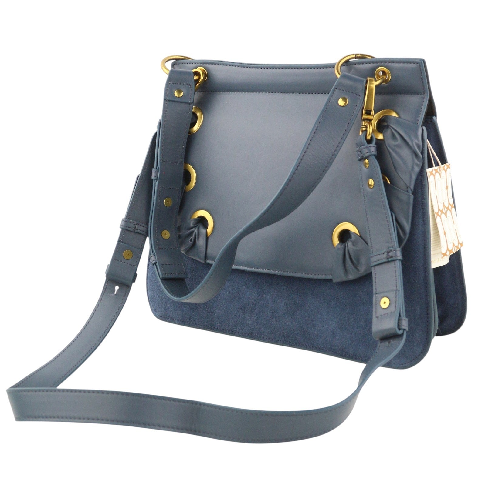 NAT & NIN Vittoria Women Bag OS Blue Leather Strap Crossbody Detachable Logo