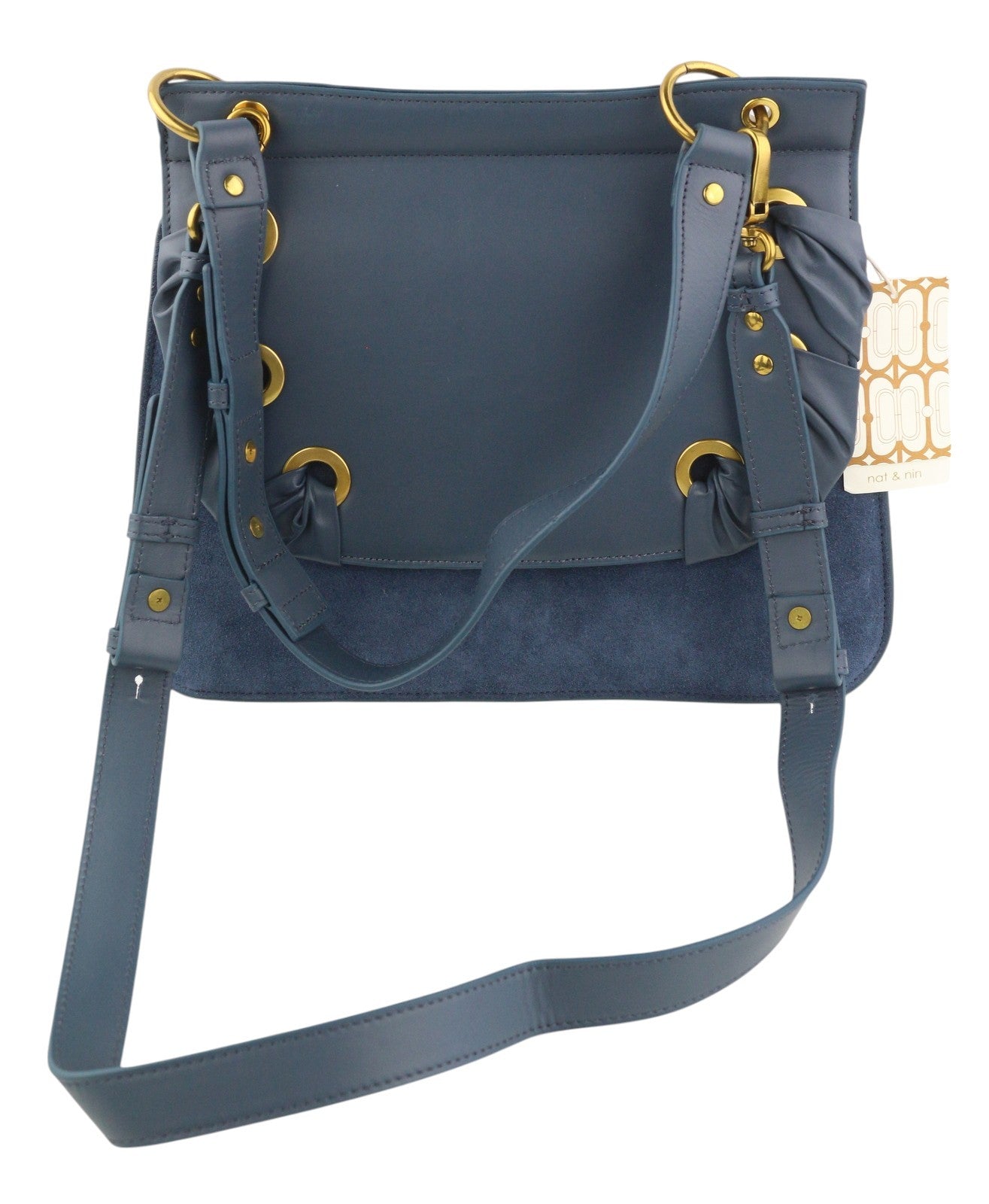 NAT & NIN Vittoria Women Bag OS Blue Leather Strap Crossbody Detachable Logo