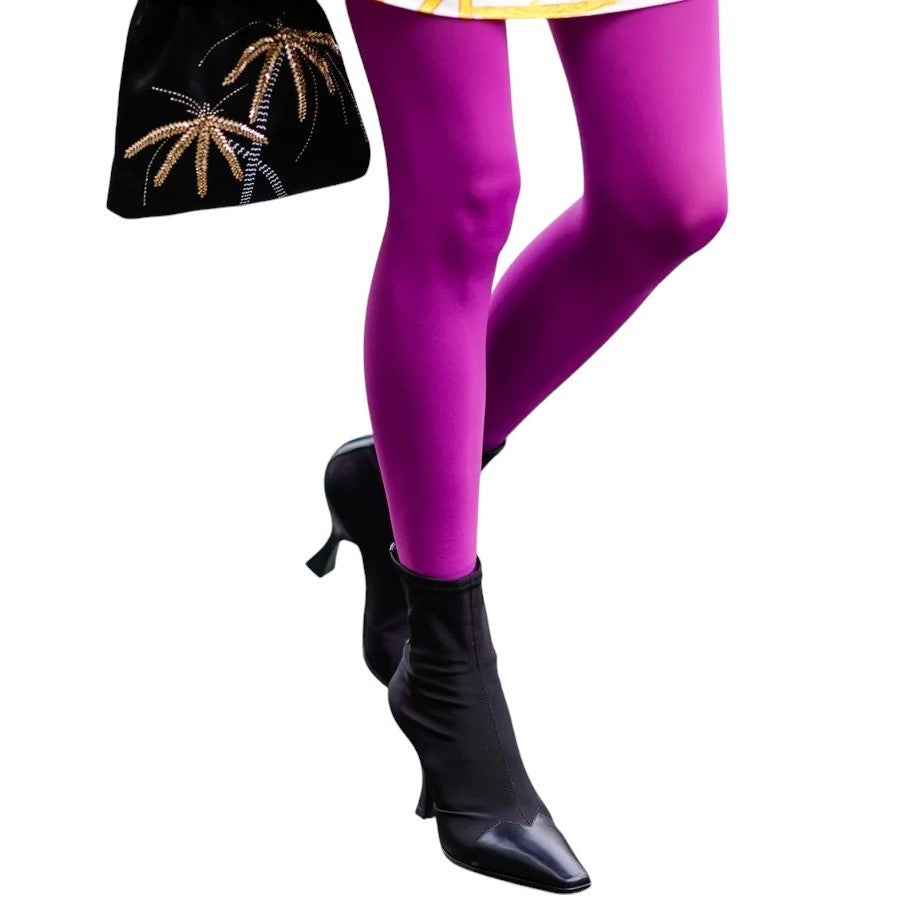 DOLCE & GABBANA Women Pantyhose M Purple Nylon Blend Stretch High Waist RRP370