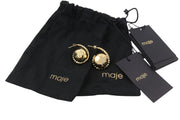MAJE Women Earrings OS Silver Gold Tone Shiny Classic Logo With Dust Bag