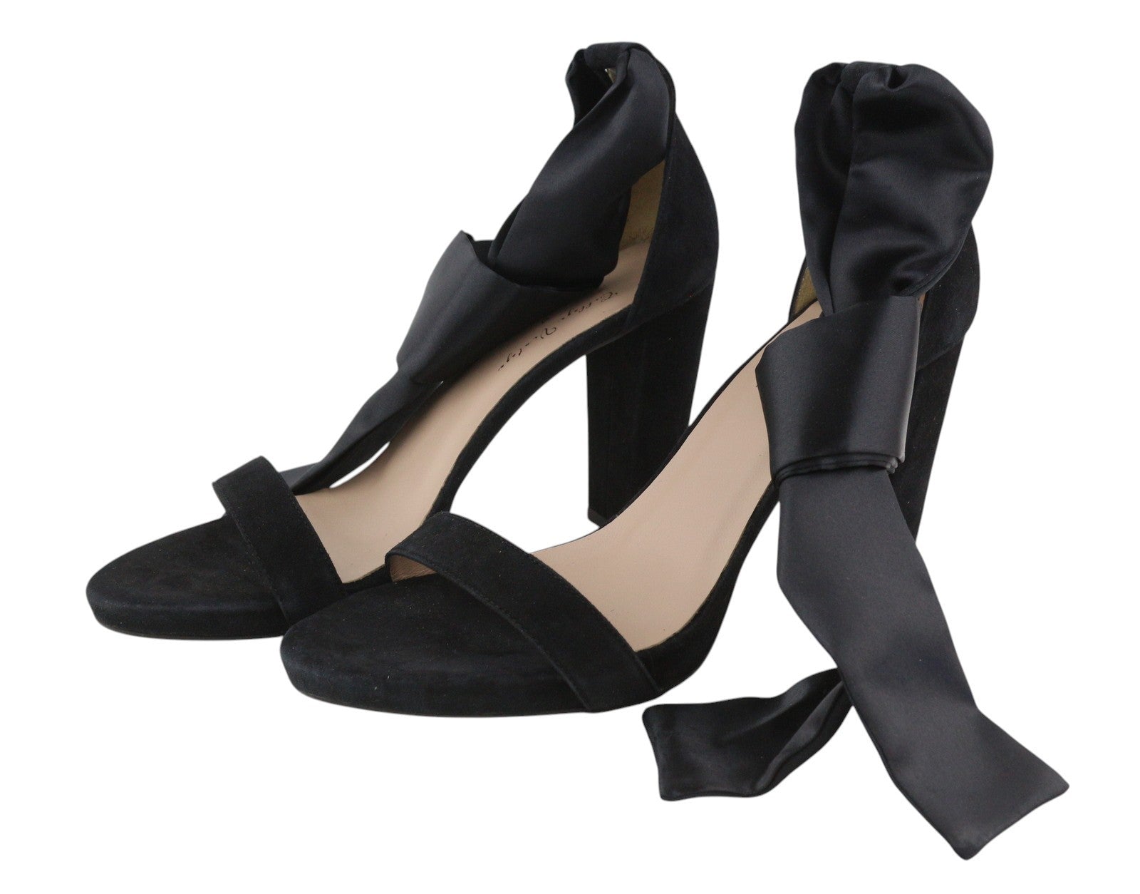 JONAK Women Heels EU40 Black Suede Velour Open Toe Block Heel Sandal Style