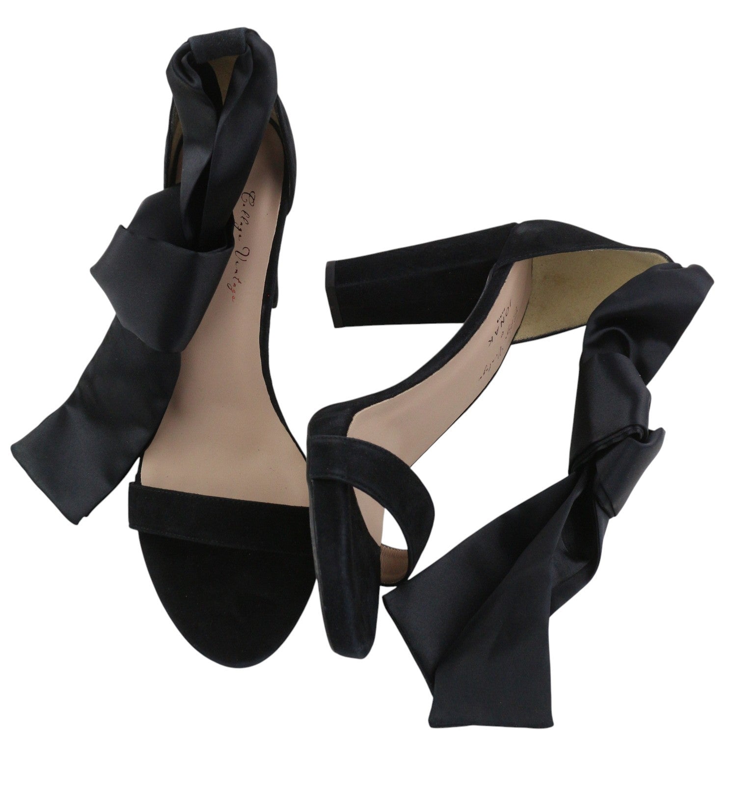 JONAK Women Heels EU40 Black Suede Velour Open Toe Block Heel Sandal Style