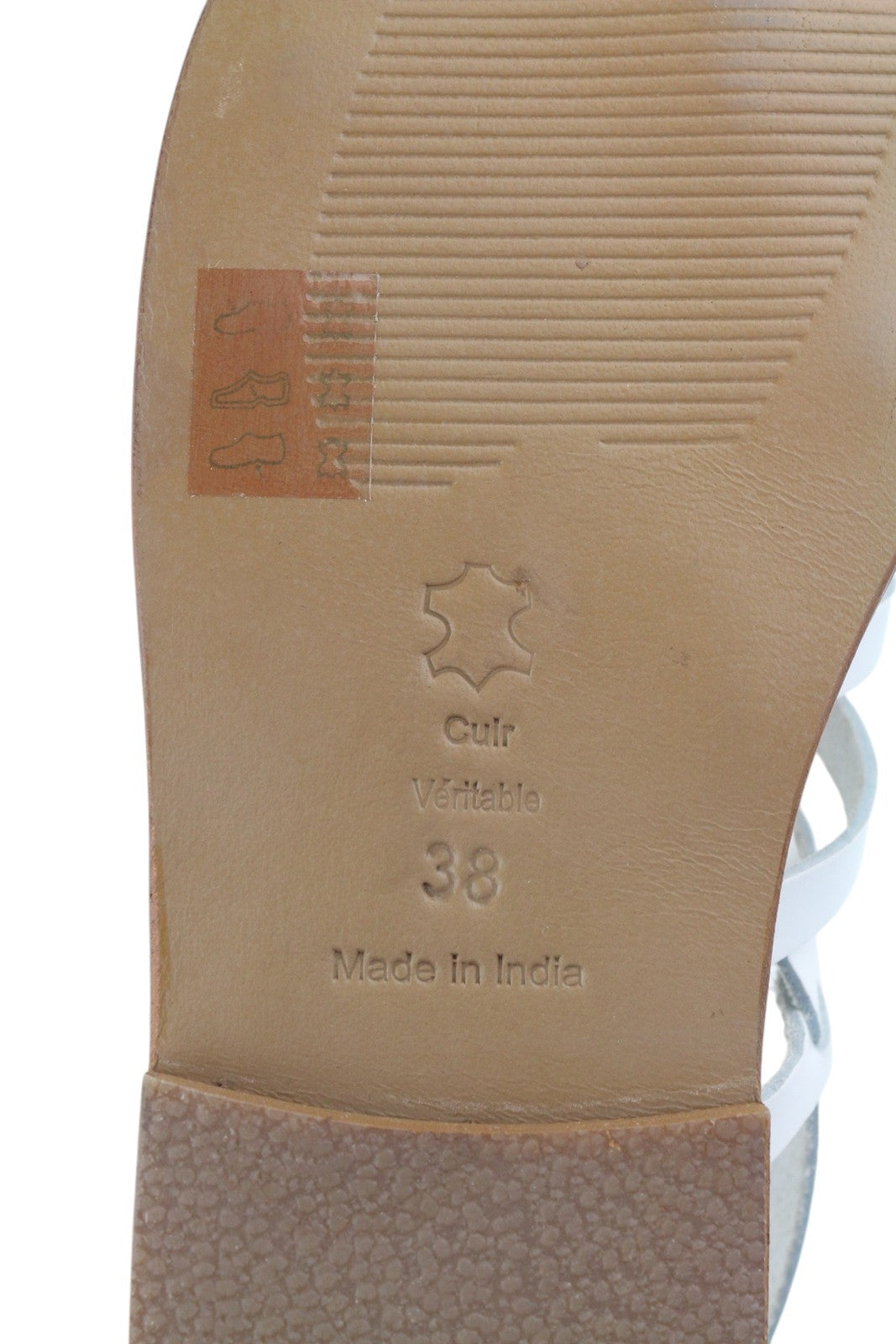 MINNETONKA Women Sandals EU38 White Leather Gladiator Flat Open Buckle Detail