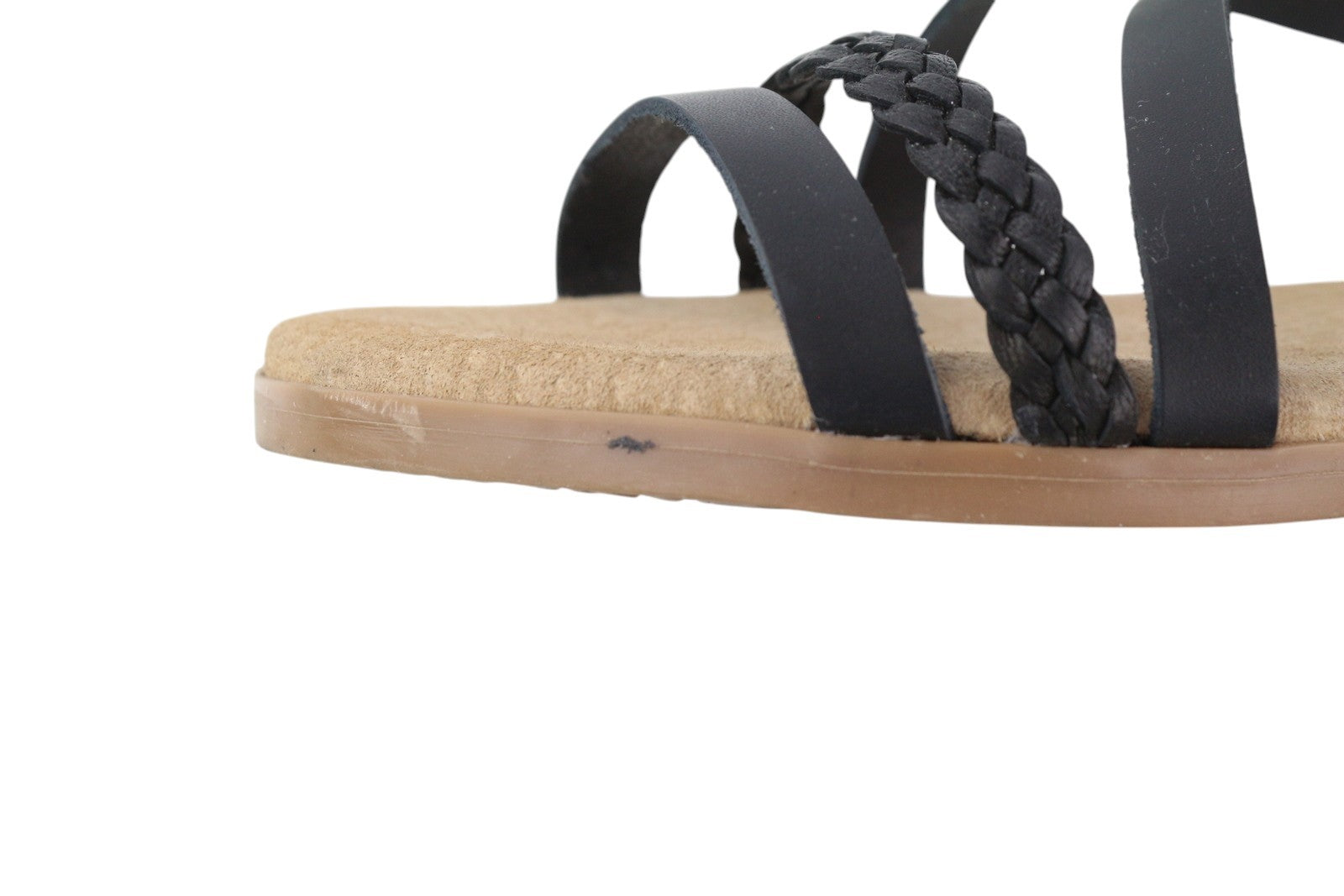 LIBERITAE Women Sandals EU38 Black Leather Buckle Open Toe Casual Logo Style