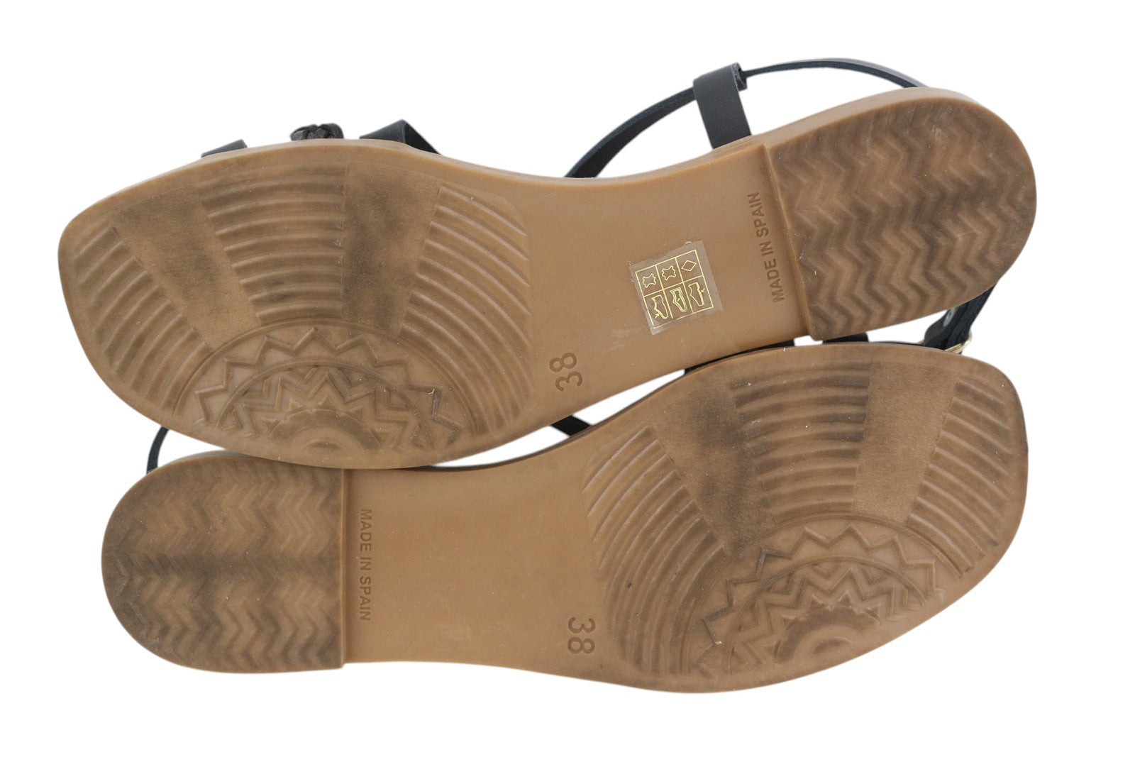 LIBERITAE Women Sandals EU38 Black Leather Buckle Open Toe Casual Logo Style