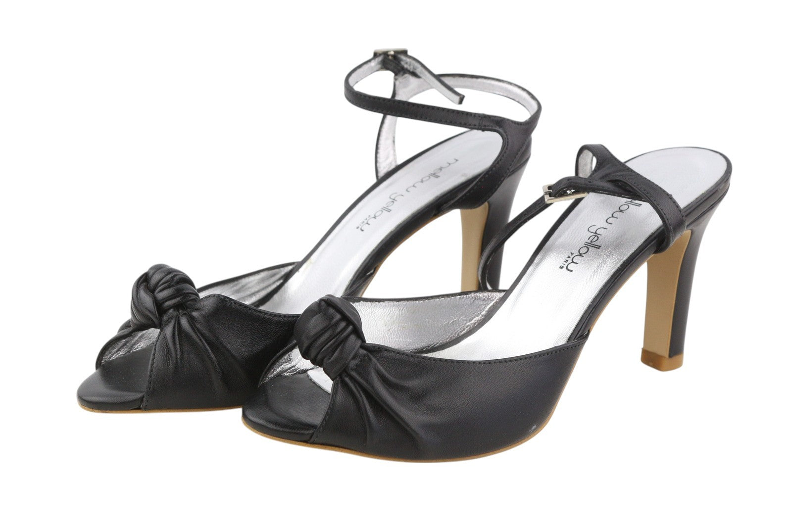 MELLOW YELLOW Women Heels EU37 Black Strappy Leather Slingback Open Toe Heels