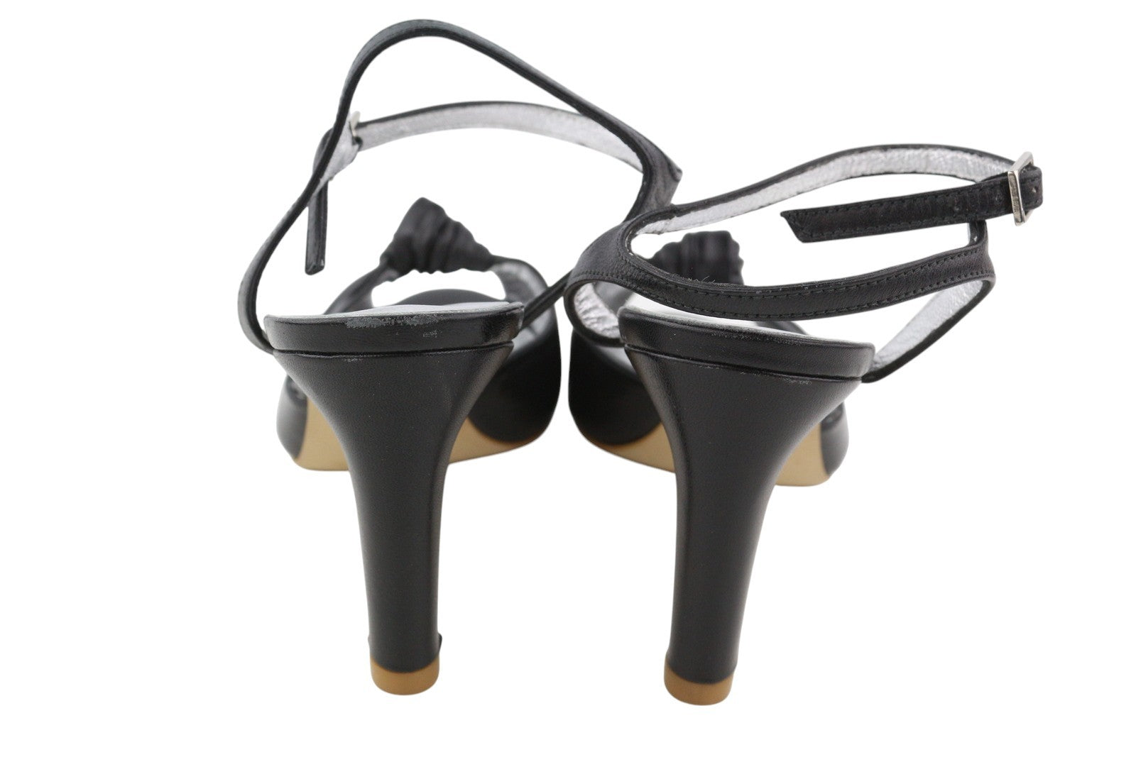 MELLOW YELLOW Women Heels EU37 Black Strappy Leather Slingback Open Toe Heels